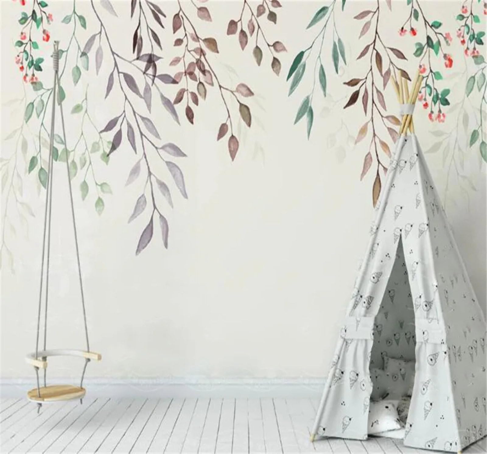 Tzxztt Minimalist Fresh Elegant Colourful Leaves Modern 3D Wallpaper Premium Textured Silk Neutral Tones Material Ideal for Living Room Bedroom-150cm×105cm