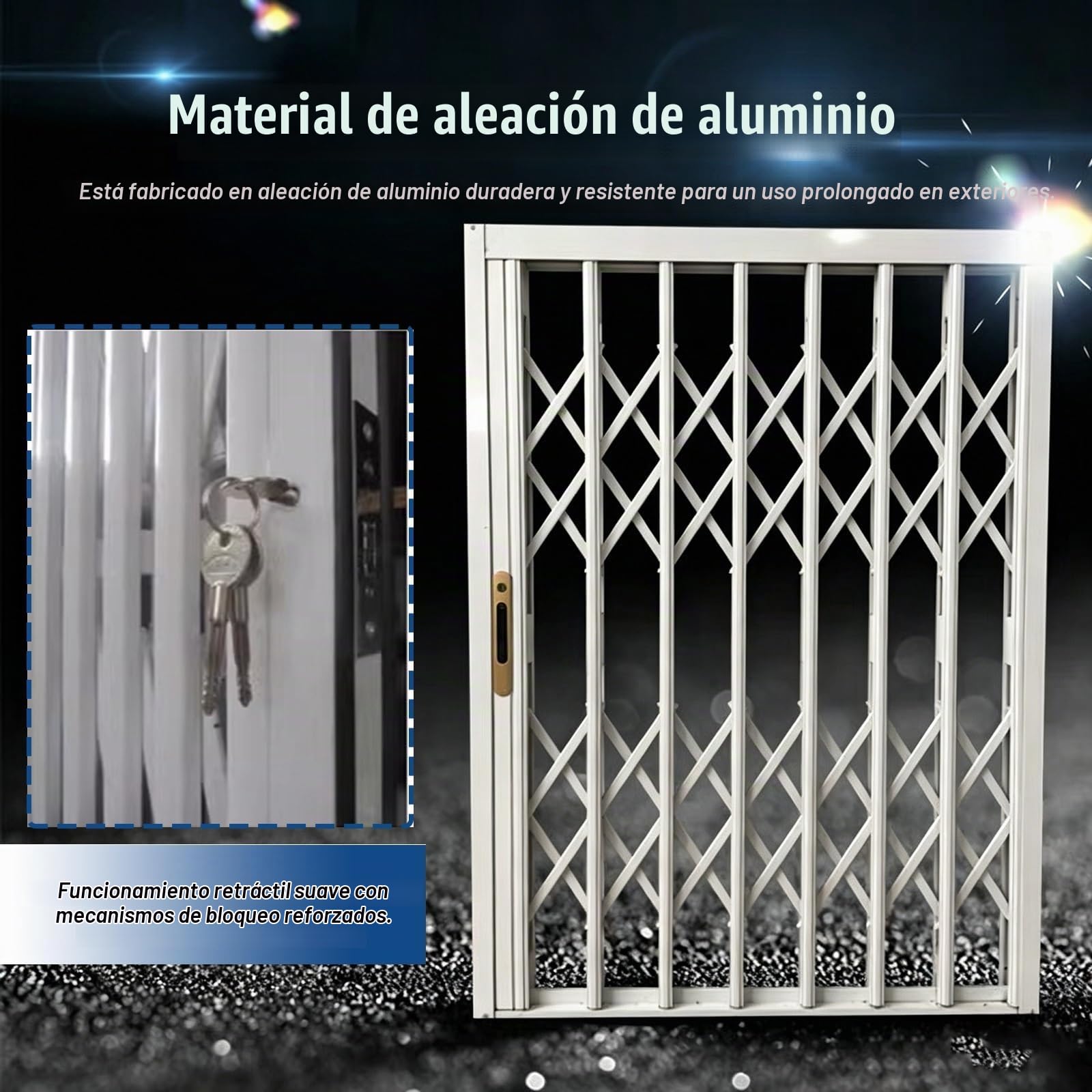 Reja de seguridad retráctil de aleación de aluminio, Barrera antirrobo plegable para ventanas y puertas con cerraduras Para uso en el hogar(W51xH40in/130x100cm)