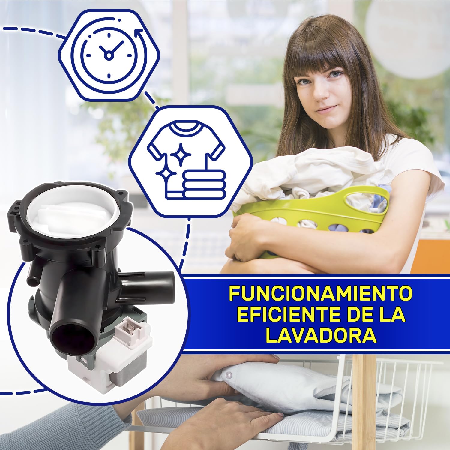 Bomba de Desagüe Lavadora 30W 220-240V 50HZ 0,2A con Número Original 141896 00141896 145787 00145787 para Bosch para Siemens - Garantía de 10 Años - MONTERAL
