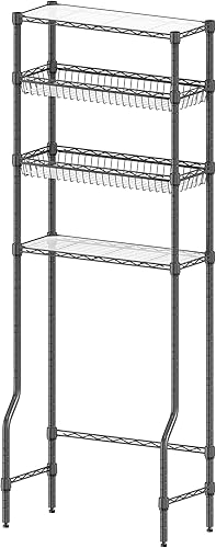 Miniatura 6 de Almacenamiento sobre el inodoro, organizador de 4 niveles para colocar sobre el inodoro, estante de almacenamiento de metal independiente para el