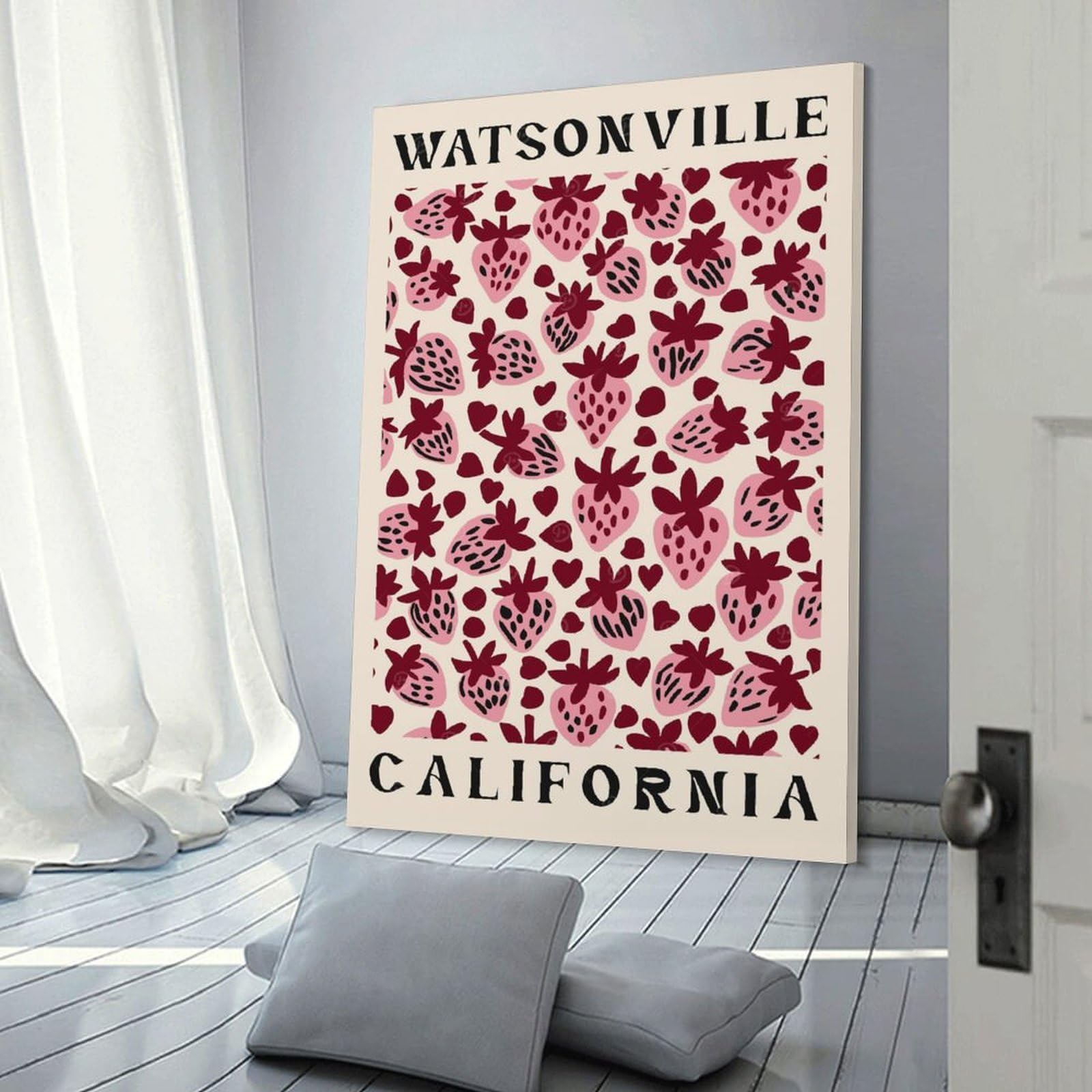 Junmoney California Strawberries Canvas Wall Decor, 24x36inch(60x90cm), for Gallery Wall Decor And Room Displays, Wall Decor Suited to Curated Displays