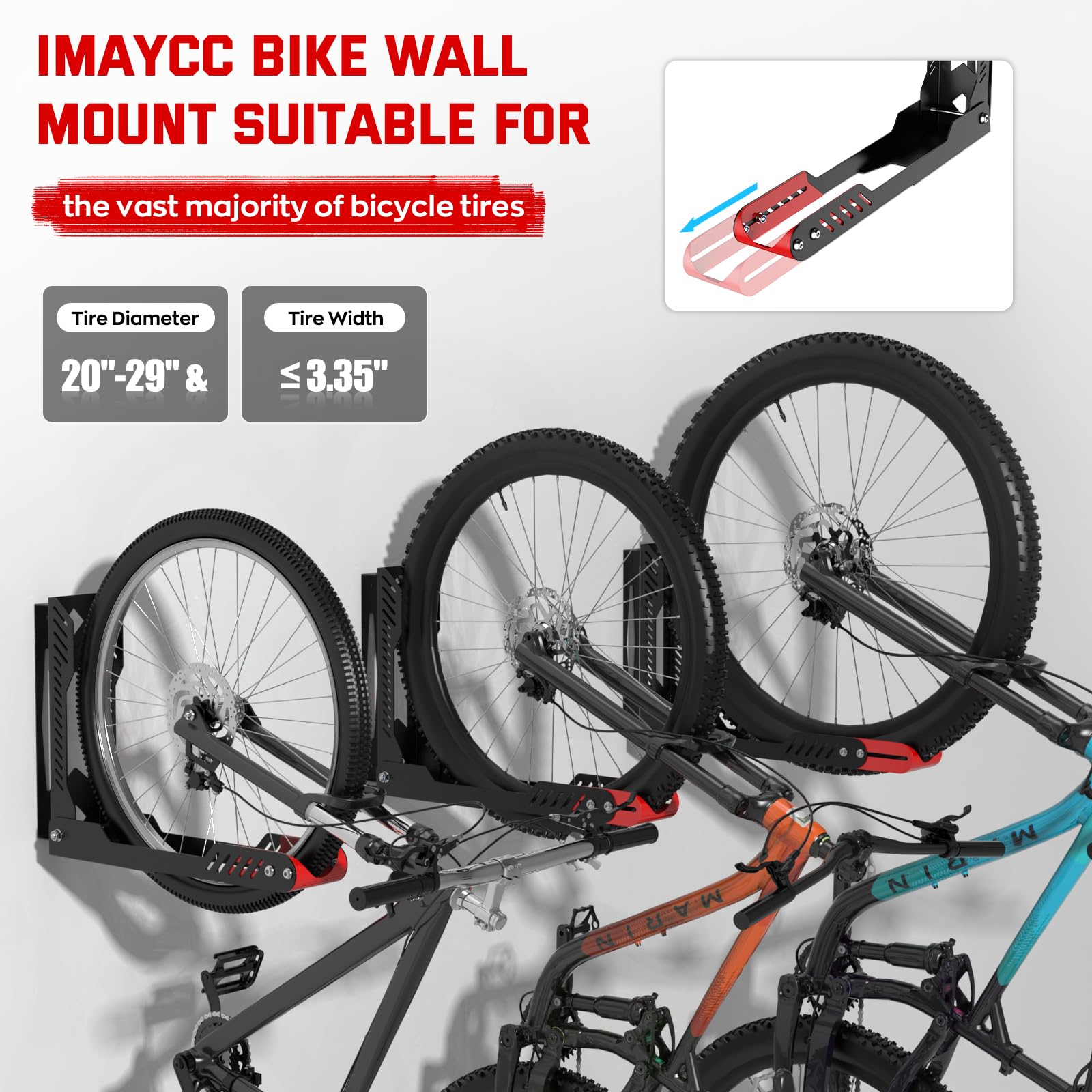 IMAYCC Supporto da parete per bicicletta (rossastro-nero) x1