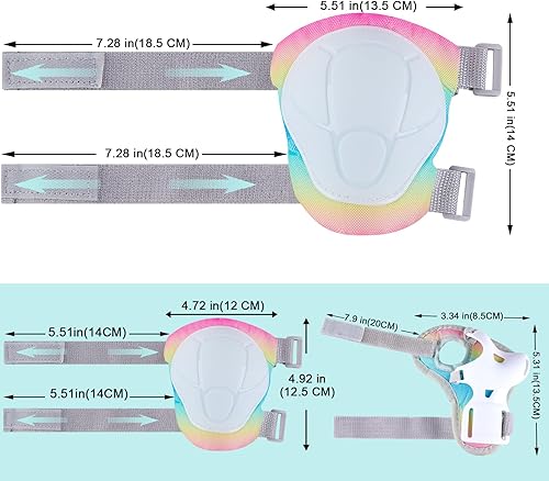 Miniatura 5 de Lemmeko Rodilleras para niños, juego de rodilleras y coderas duraderas para niños y niñas de 3 a 8 años, cómodas rodilleras y coderas para patineta,