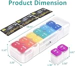 Fullicon Moisture-Proof Pill Organizer 2 times a Day, Pilulier 2 Fois par Jour with Silicone Lids, Large Capacity Am Pm Pill Organizer, Pill Box 7 Day for Vitamins (Clear Rainbow)