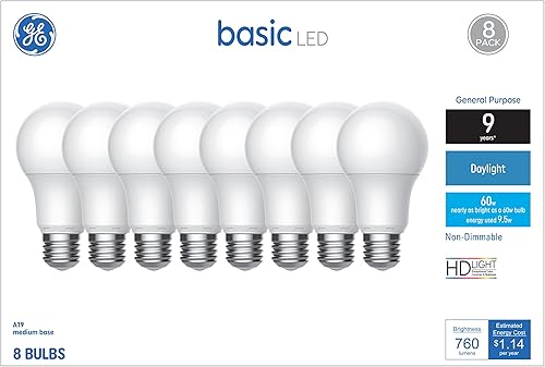 Miniatura 10 de GE Bombillas LED básicas, 60 vatios, luz diurna, A19 (paquete de 4)