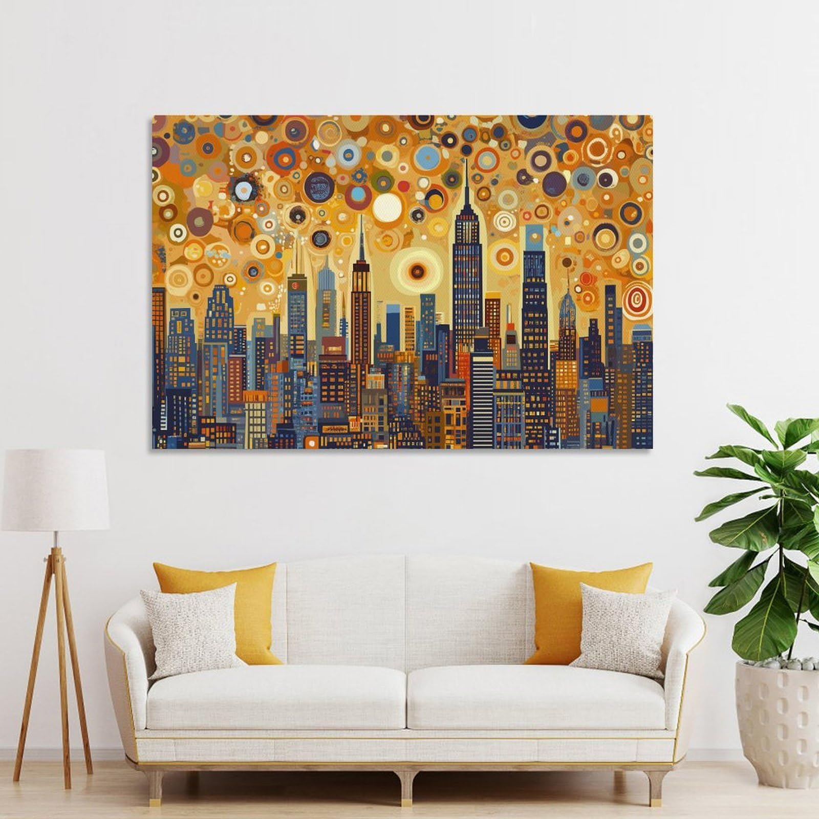 Junmoney Unframe-Style-7 Wall Art Print Starry Night Nyc Skyline, 20X30inch(50X75cm), For Bedroom Decor, Cosy Corners Or Studios, Decorative Wall Art For Cosy Rooms