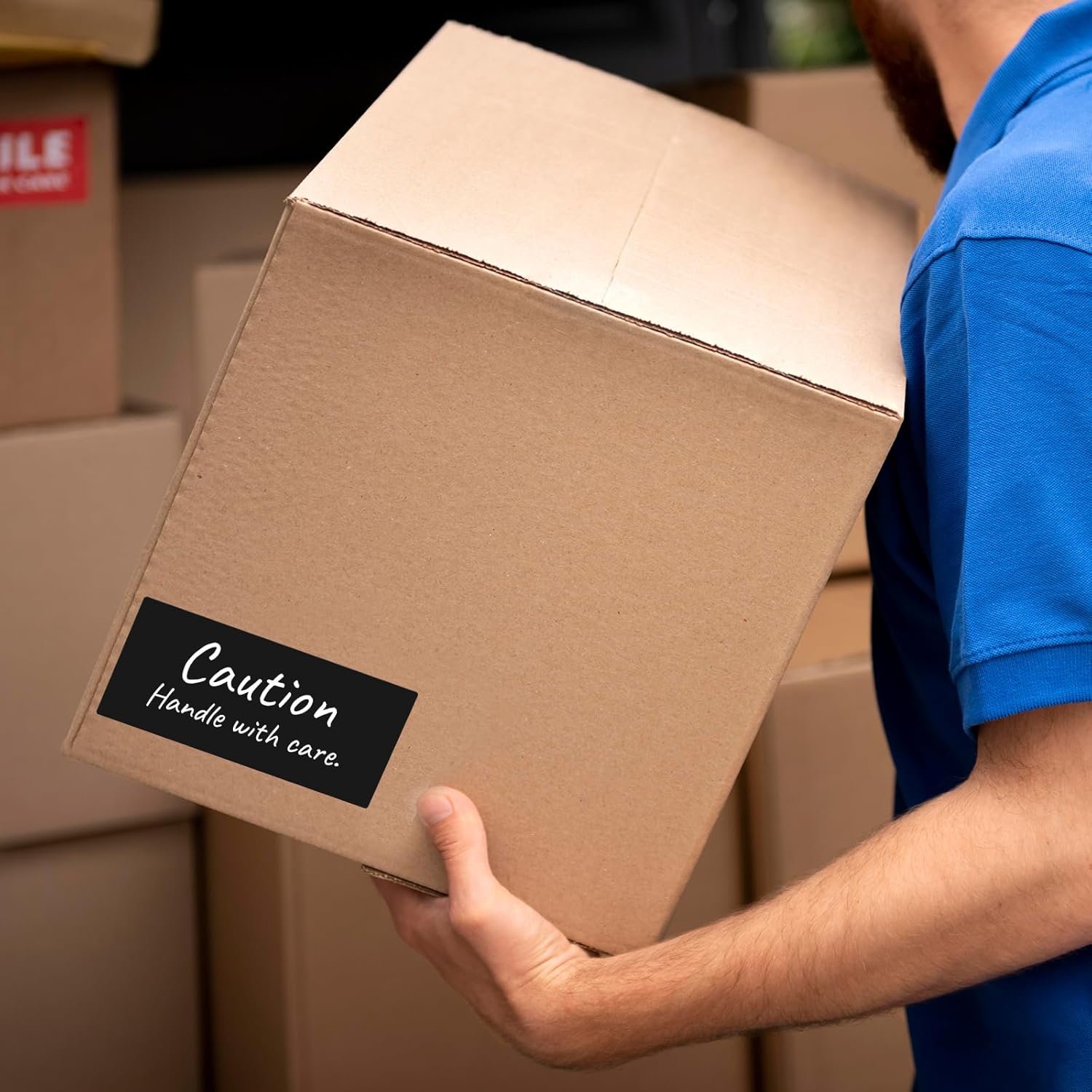 Black Rectangle Stickers 4 x 2 Inch Color Coding Labels Vinyl Roll Self-Adhesive Waterproof Removable 500 PCS - Image 5