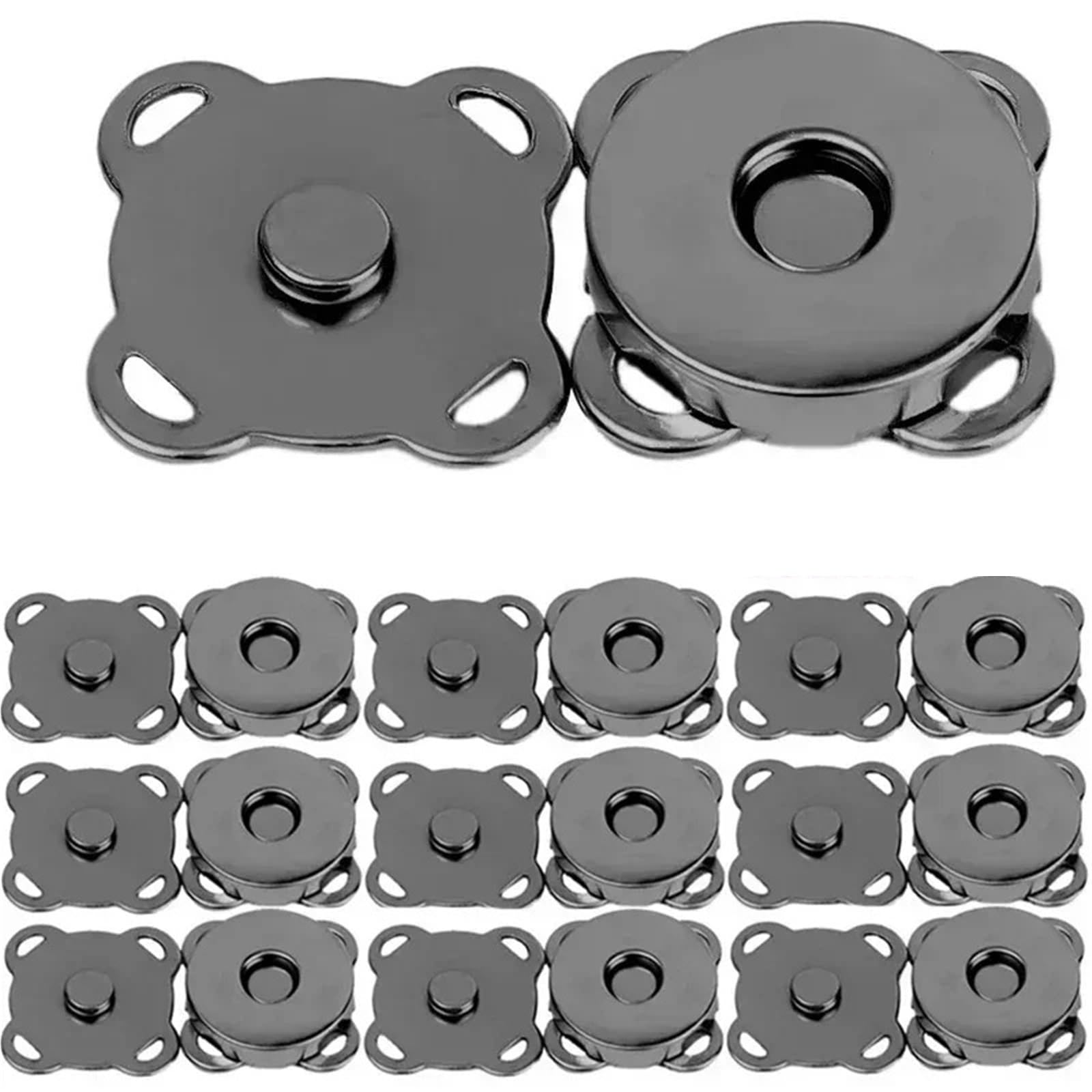 Magnetic Press Studs 1-20set Bags Magnetic Snap Button Fasteners Clasps Buttons Handbag Purse Wallet Craft Bag Parts Mini Adsorption(Gun Black - 18mm,10Set)