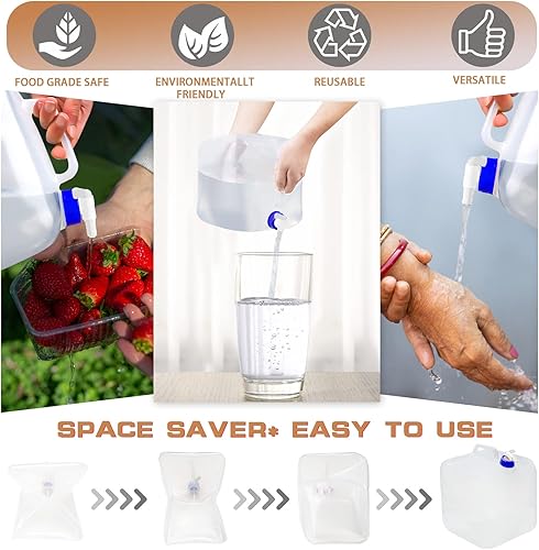 Miniatura 2 de 2 bolsas de agua de 2.6 galones, cubo de almacenamiento de agua plegable sin BPA para senderismo, camping, conducción, al aire libre, interior,