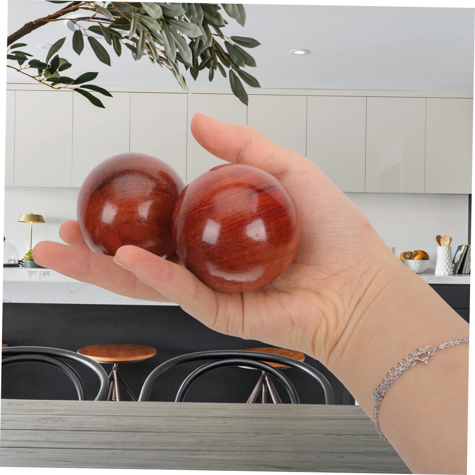 FRCOLOR 6 bolas de masaje de madera para la salud, bolas de masaje para las manos, bolas de madera, bolas de masaje para las manos, bolas de madera, manejables, rodar la pelota, yoga, gimnasia,