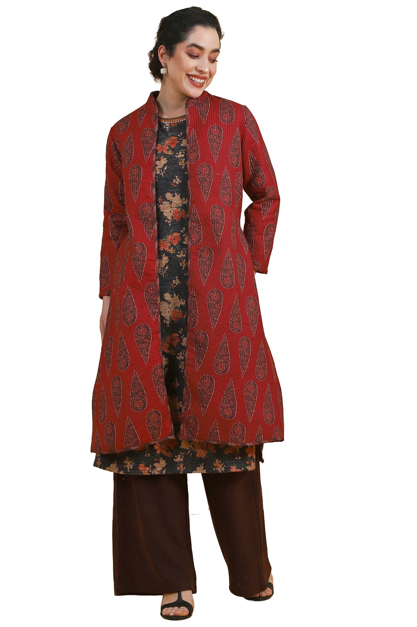 w for woman Paisley Printed Twill Straight Coat-picture-28