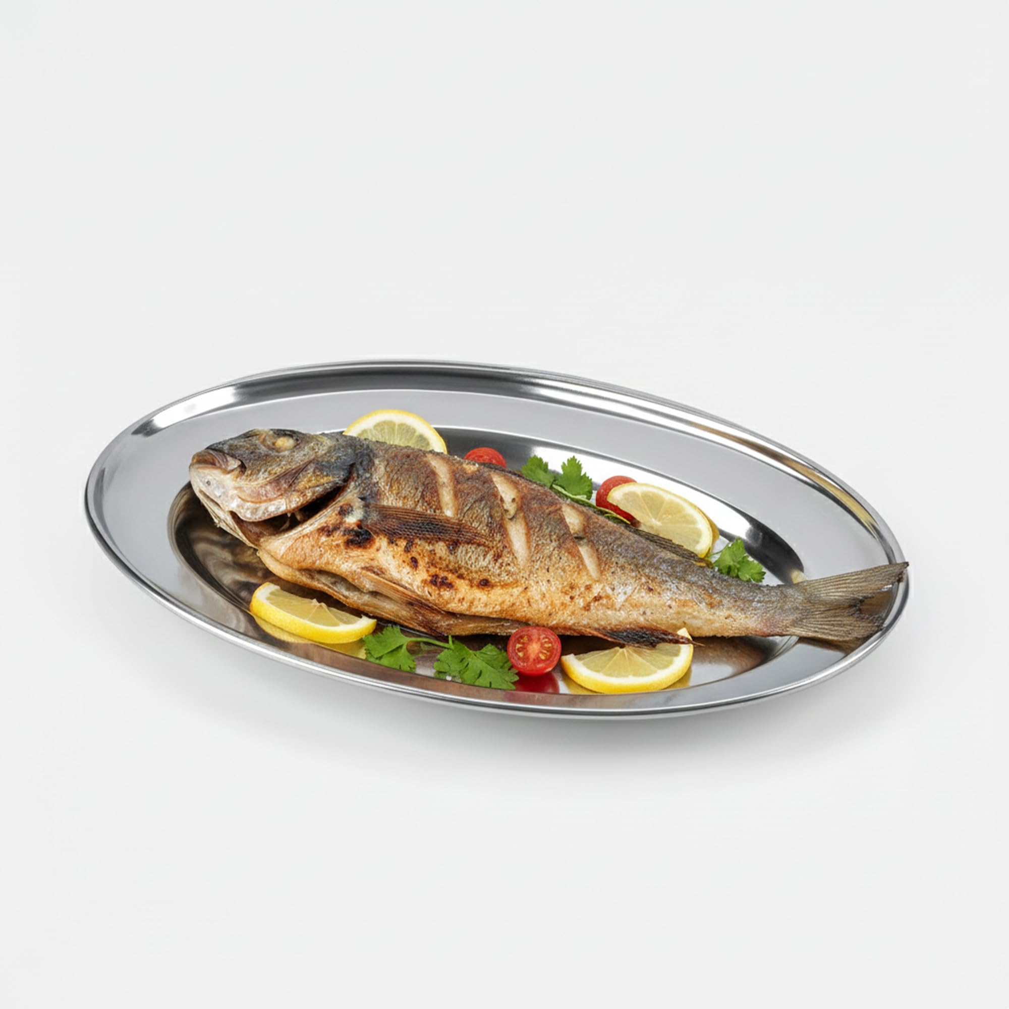 WINSOME Serving Platter Stainless Steel Oval Dish - Multipurpose Food Tray for Dinner Buffet, Parties and Gatherings