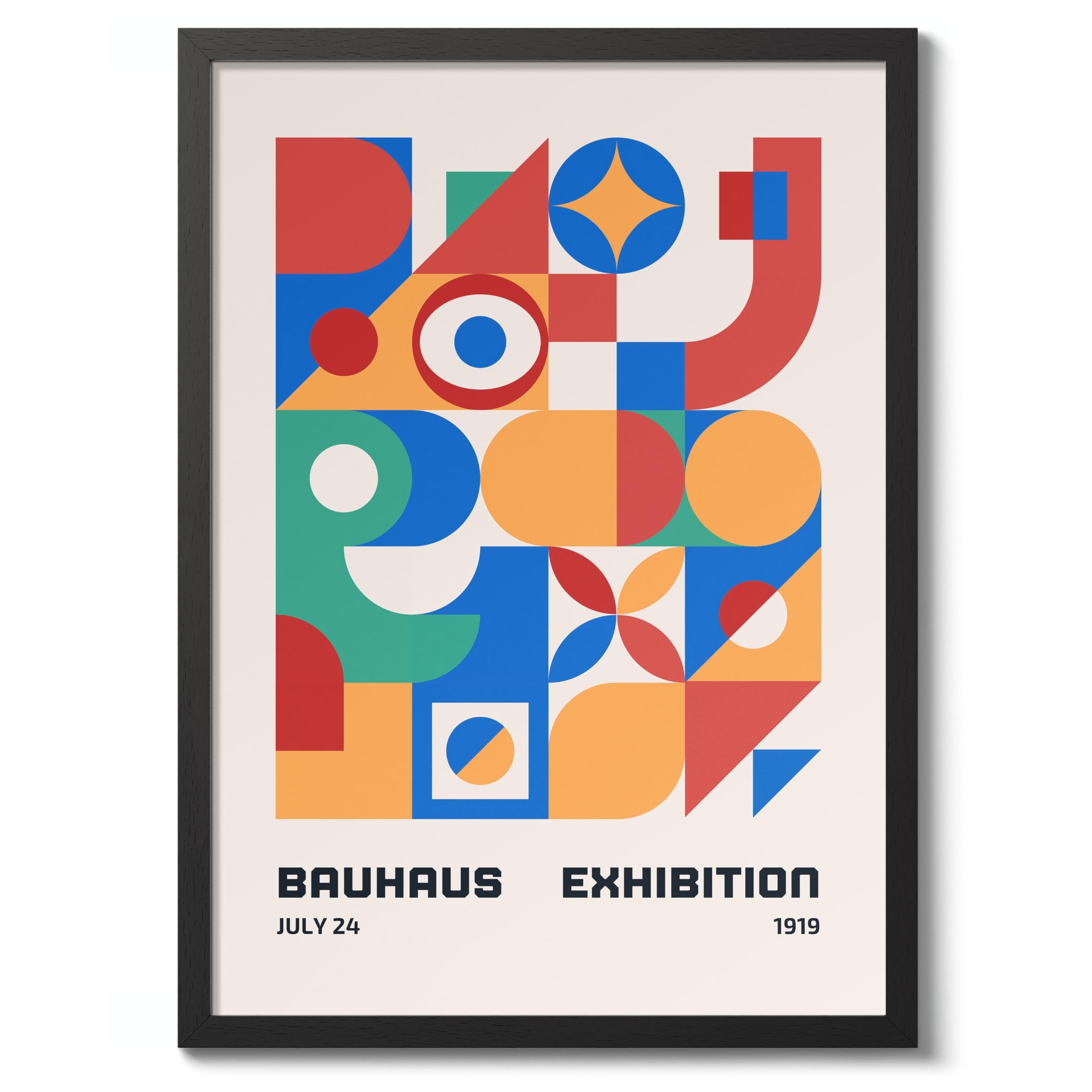 Exhibition 1919 Bauhaus Poster Mid Century Modern Wall Decor Print, Abstract Geometric Wall Art Boho Abstract Artwork Architecture, Archival Matte, A3 (Black Frame) - 42x29.7cm โ image 1