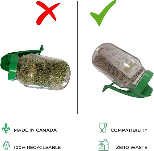 Miniatura 4 de Tapa de brote, tapa de brote de plástico con soporte de tapa verde, brote de tarro Mason