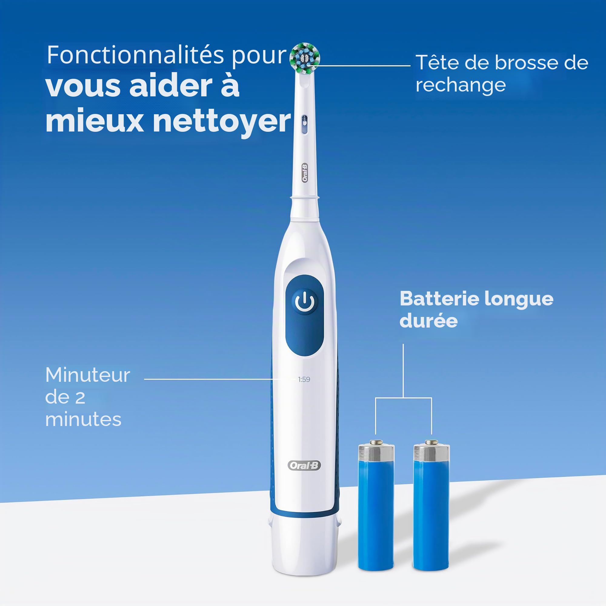 Oral B Pro 100 Precision Clean Brosse à dents avec batterie Blanc