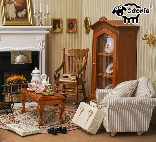 Miniatura 8 de Odoria Accesorios para muebles de casa de muñecas con chimenea en miniatura 1/12