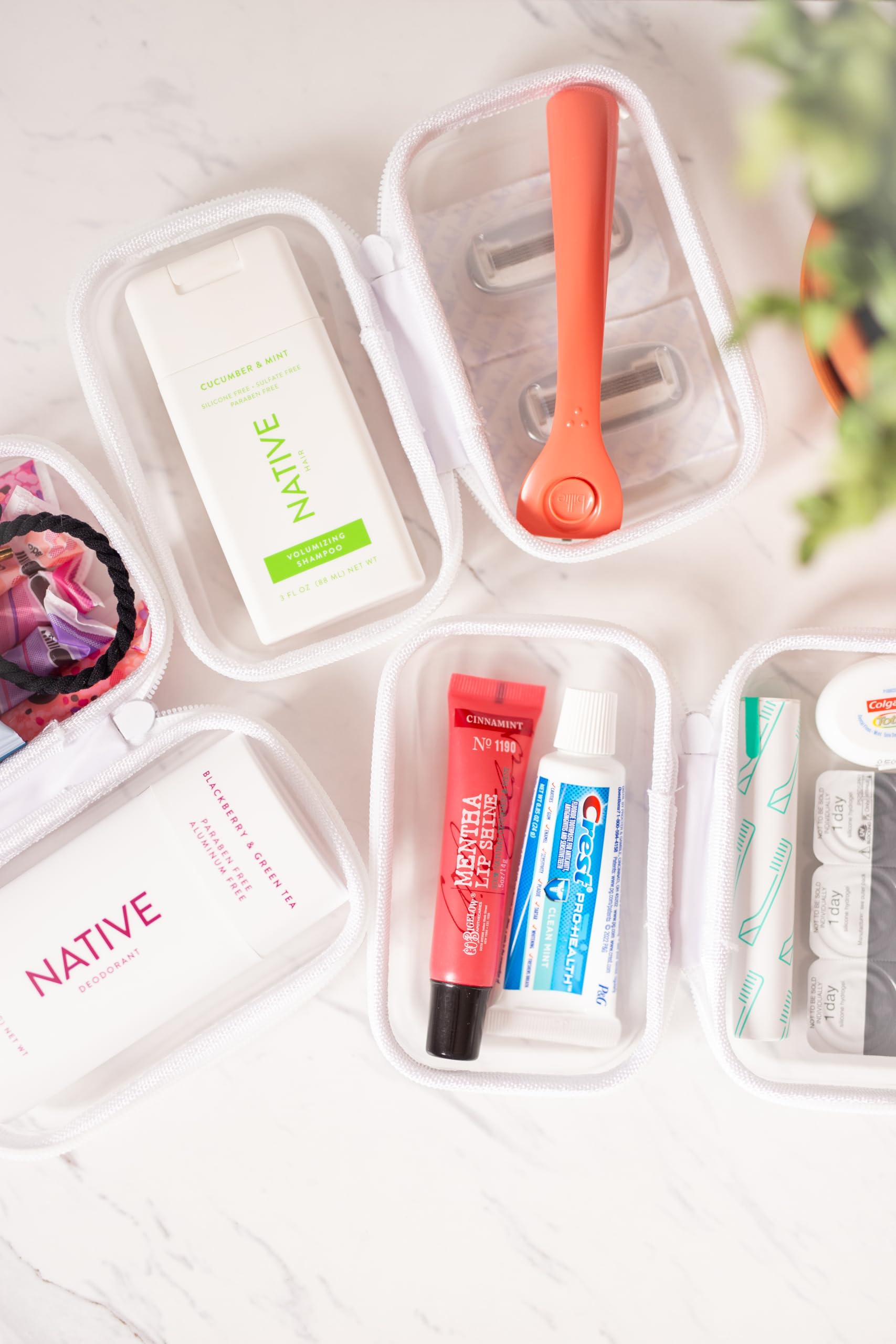 Maple & Lark Bliss Bins - Hard Sided Clear Zipper Case for Storage - Professional-Grade Plastic Clear Zipper Pencil Case, Toiletry Pouch, Travel Organizer, Cosmetic Bag, Toy Storage Bins (2 Pack, XS)