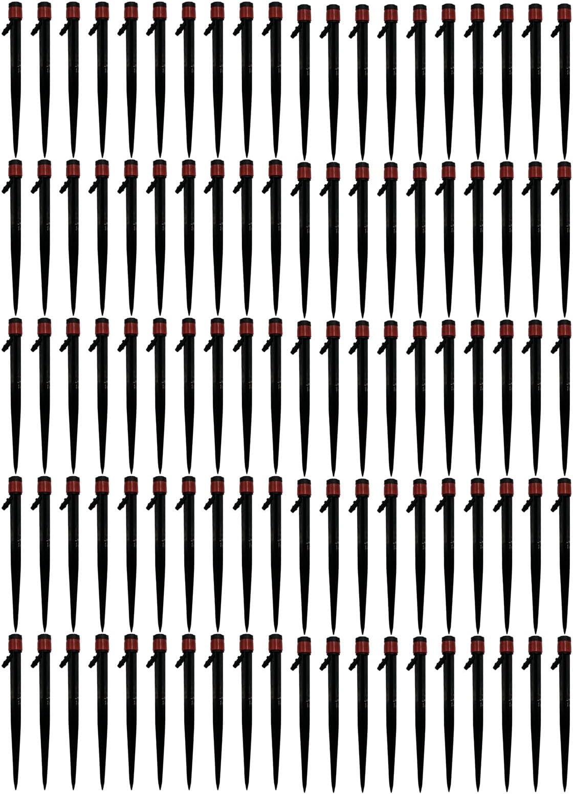 Drip Emitters Water Flow Drippers Irrigation Drippers 360 Degree Adjustable Nozzle for Patio Lawn Bed Watering System PE Material 100pcs (13cm / 5.1in Red)