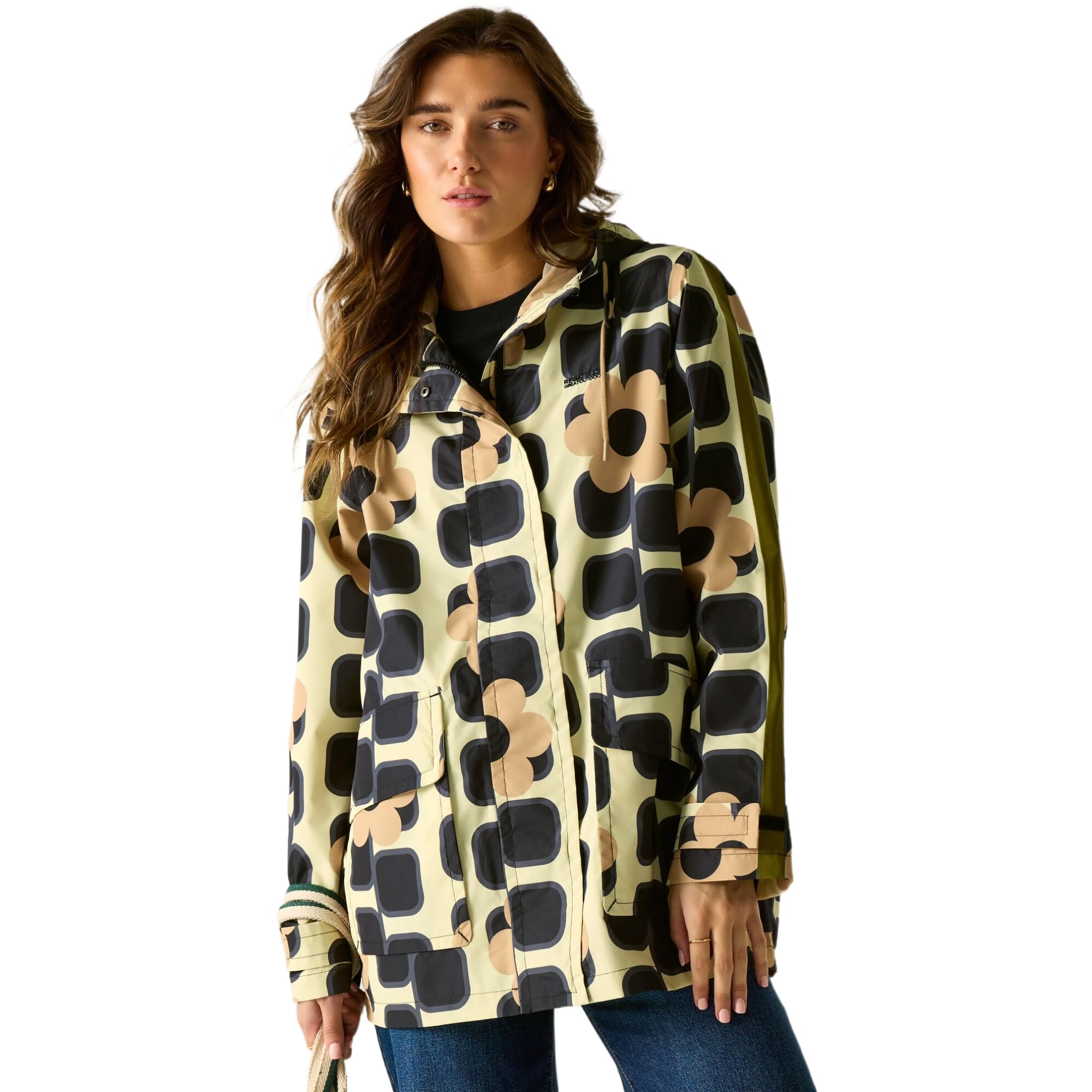 Regatta Women's Stone Orla Kiely Mid Length Waterproof Jacket In | Size: 18