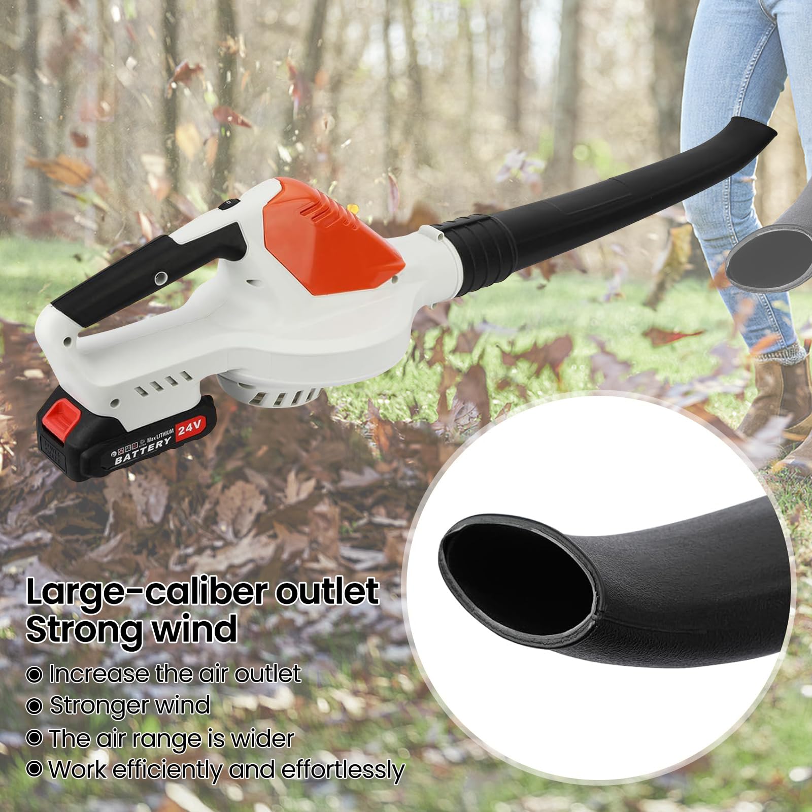 Soplador de hojas inalámbrico con batería y cargador, soplador de hojas con pilas, soplador inalámbrico, ligero, para todas las estaciones, para el mantenimiento del césped (2 baterías 1 cargador)