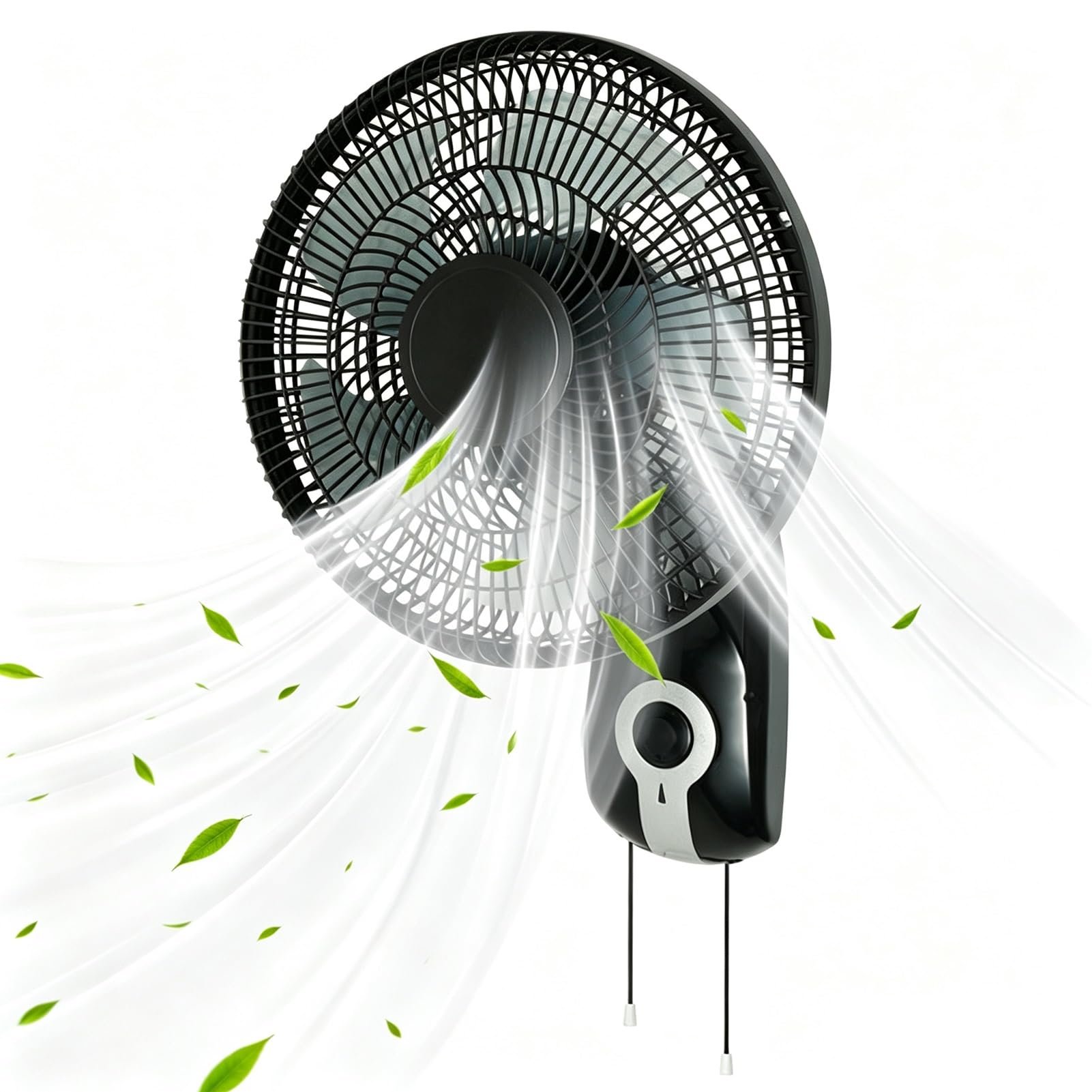 Genérico Ventilador de Pared Industrial Oscilante Interruptor por Cadena | 3 Velocidades, Oscilación de 90°, Cabezal Inclinable, 5 Aspas, Flujo de Aire Potente