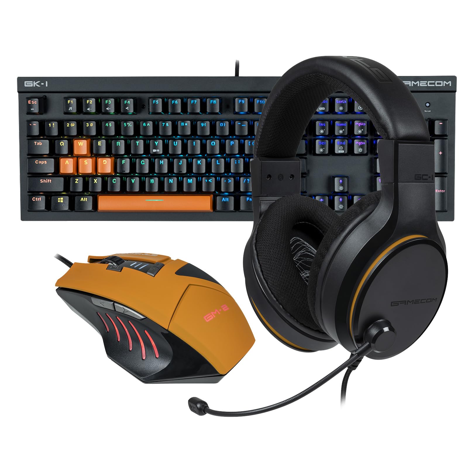 GameCom Launch Edition PC Gaming GK-1 Keyboard, GM-2 Mouse, and GC-1 Headset Essential Bundle
