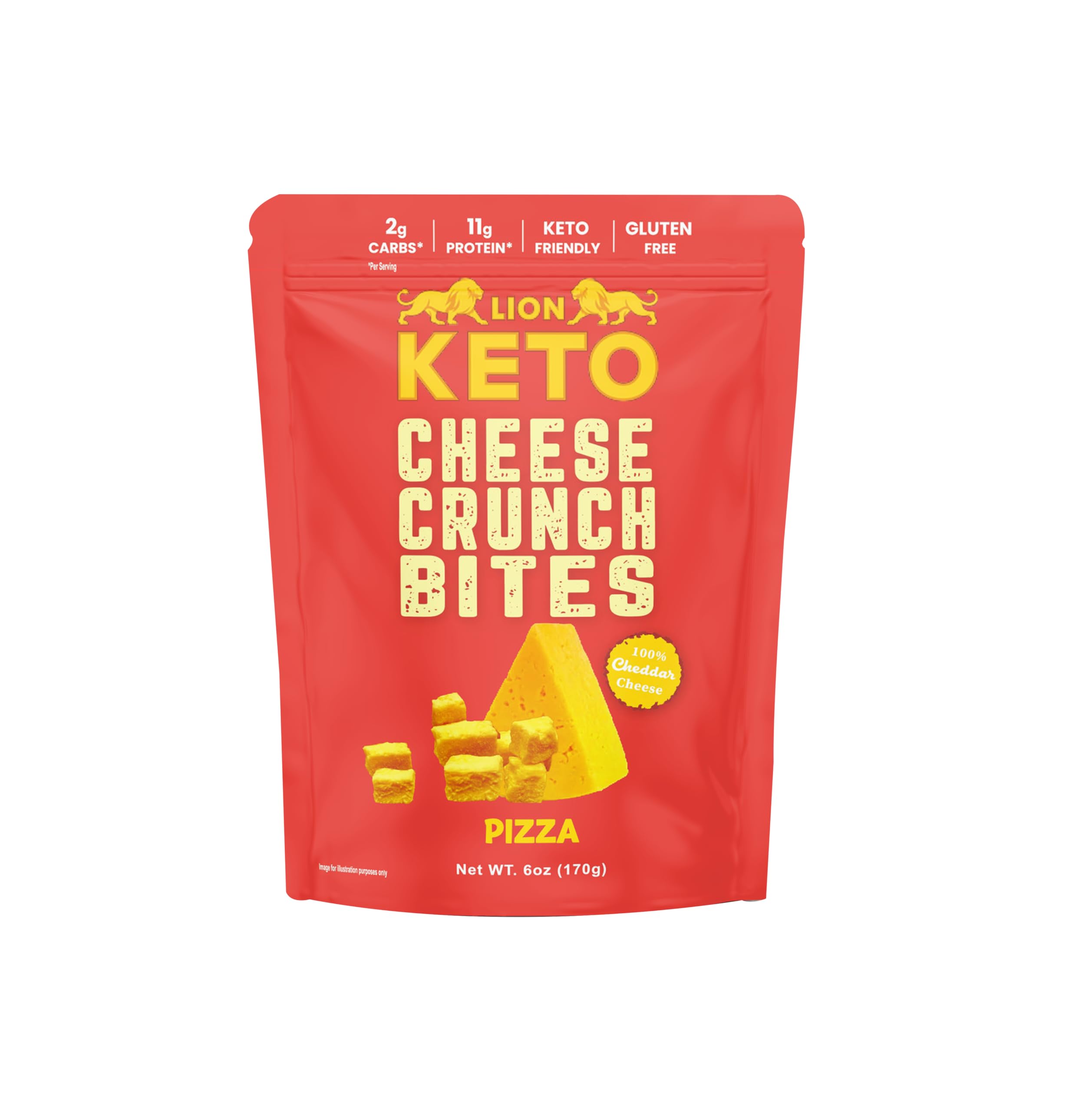 Lion Keto Cheese Crunch Bites (Pizza Flavor) - Crunchy Keto Low Carb Cheese Snack | Gluten-Free, Almost Zero Carbs | High Protein | 6 oz Pack