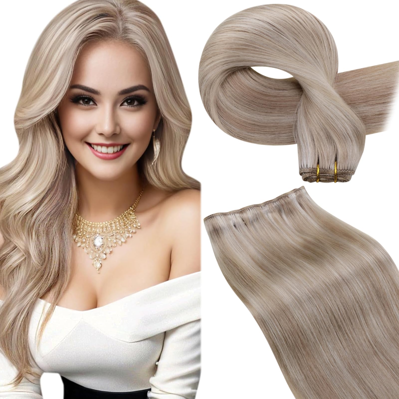 LaaVoo Wire Hair Extensions Human Hair 18 Inch Medium Brown Wire Human Hair Extensions Light Brown Human Hair Extensions Long Straight Hair 86g — view 37