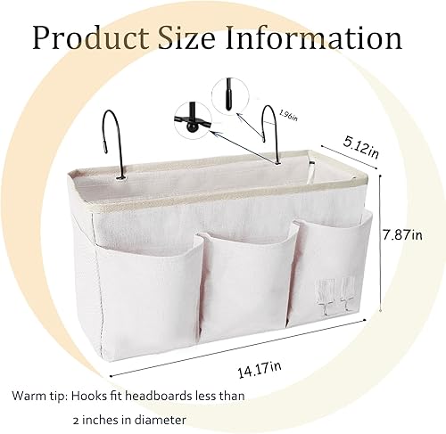 Miniatura 8 de SMALIGOLA Organizador de almacenamiento colgante para literas y camas de hospital, cama de dormitorio universitario, se puede colocar lentes,