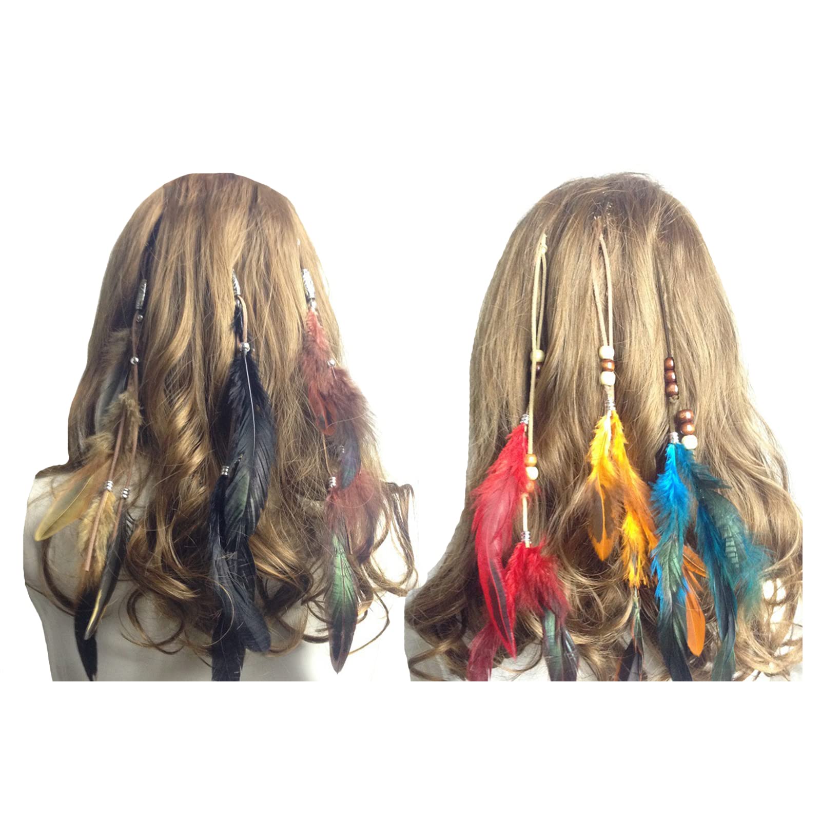 6 Pcs Feather Hair Clips Hippie Indian Boho Barrettes Tassel Bohemian Headpiece Women Hair Pins Hairpins Hairclips Headband Hair Hoops Hairband Hair