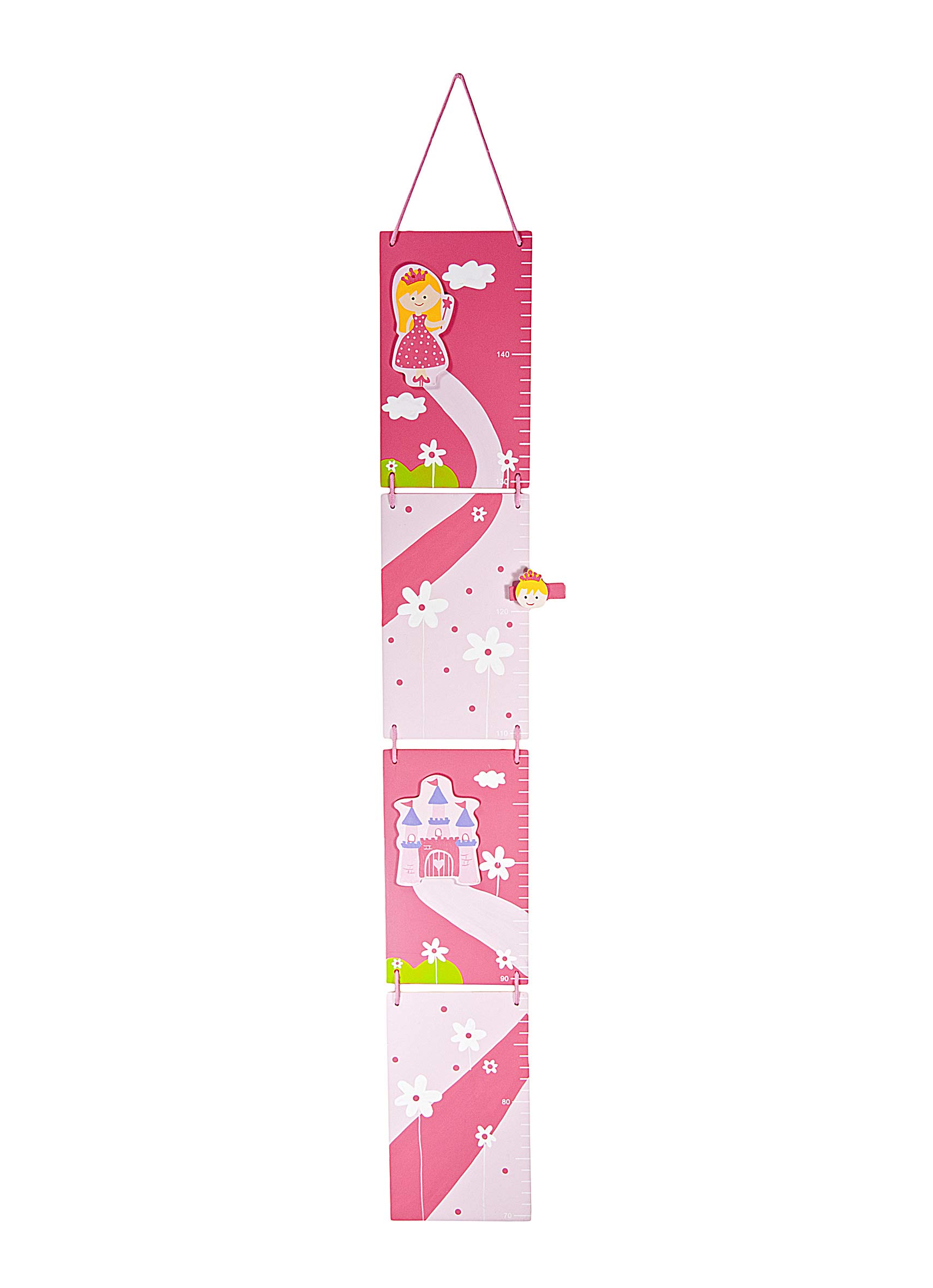 Mousehouse Gifts Pink - Princess Height Chart For Kids' Room Growth Tracking, Wooden Baby Growth Measure