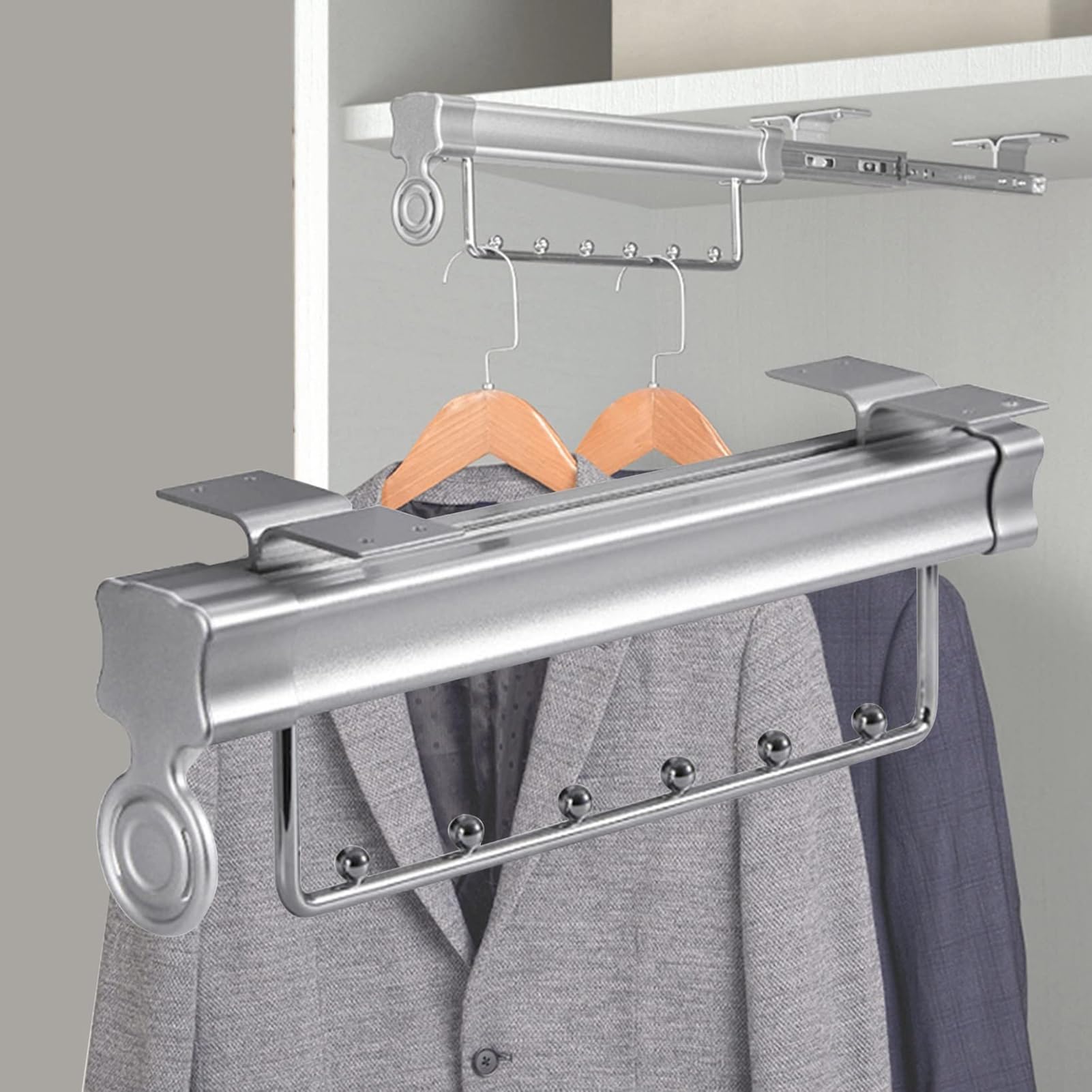 AYCDL Extendable Pull-Out Closet Rod - Heavy Duty Hanr Rail for Trousers, Scarves, Ties, Towels, Clothes - Sliding nizer Rack for Efficient Wardrobe S,30cm,Color-40cm