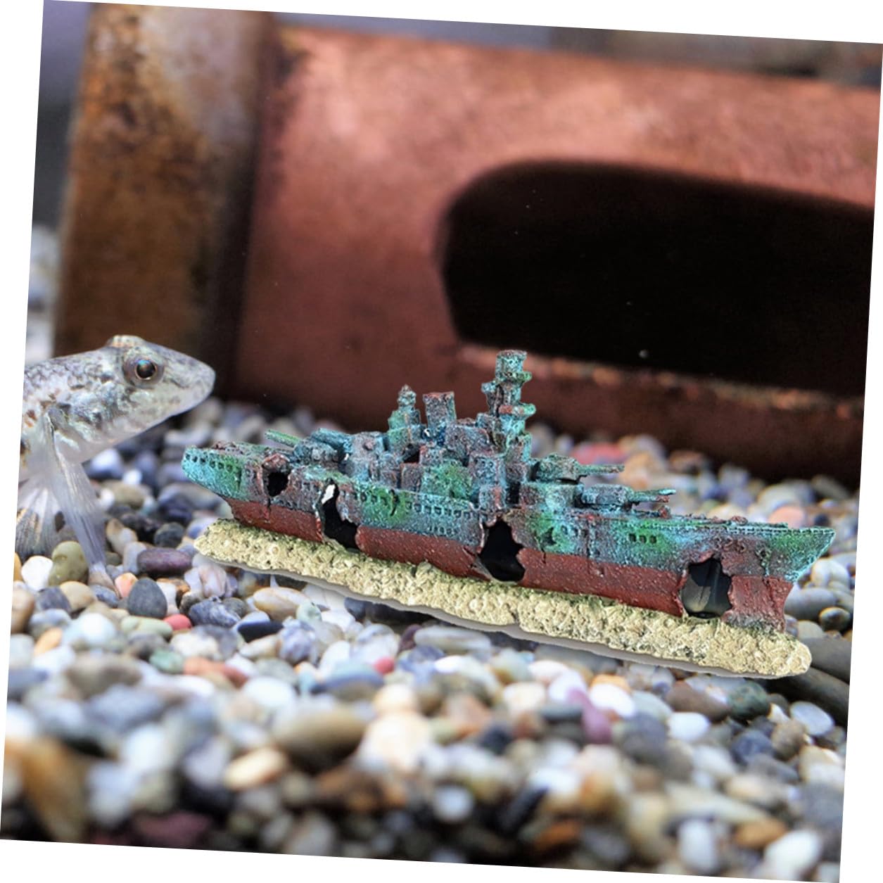 SHINEOFI Schiffswrack Aquarium Deko aus Robustem Harz Wasserdichtes Versunkenes Schiff Ornament für Aquarien Installieren Dekoratives Unterwasser landschaftselement Fischversteck