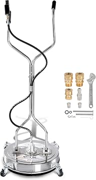 PWACCS 20" Pressure Washer Surface Cleaner, Stainless Steel Power Wash Surface Washer with Dual Handle & 4 Wheels, 4500 PSI Pressure Washer Scrubber for Cleaning Concrete, Cement, Patios and Driveways