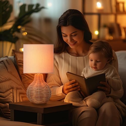 Miniatura 10 de Juego de 2 lámparas de mesa con control táctil, lámpara de noche moderna y contemporánea con puertos USB, salida de CA, regulable de 3 vías, lámpara