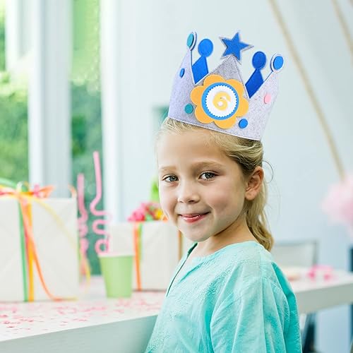 Miniatura 5 de Calcomanías 3D para niños y niñas, corona de tela, regalo de fiesta, decoración de cumpleaños, corona de 0 a 9 números reemplazables