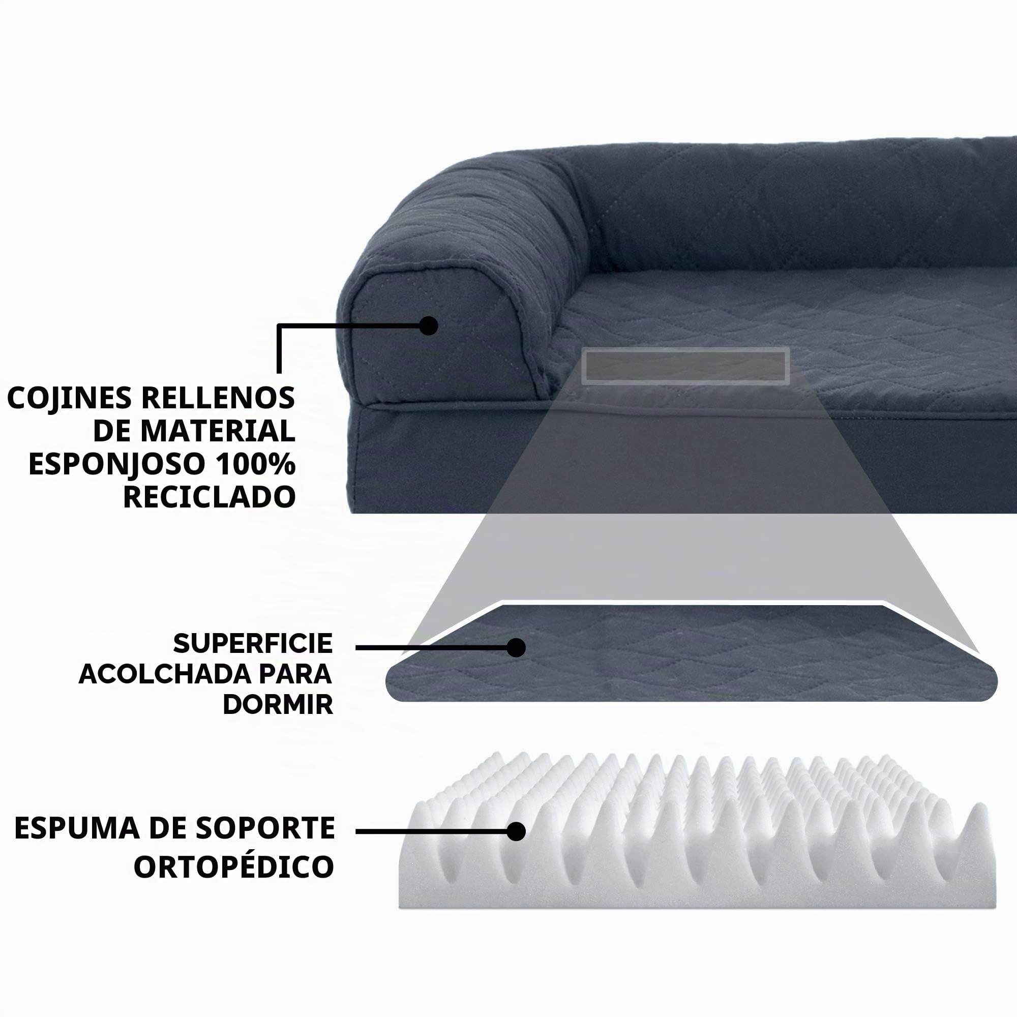 Furhaven Large Orthopedic Dog Bed Quilted Sofa-Style w/Removable Washable Cover - Iron Gray, Large