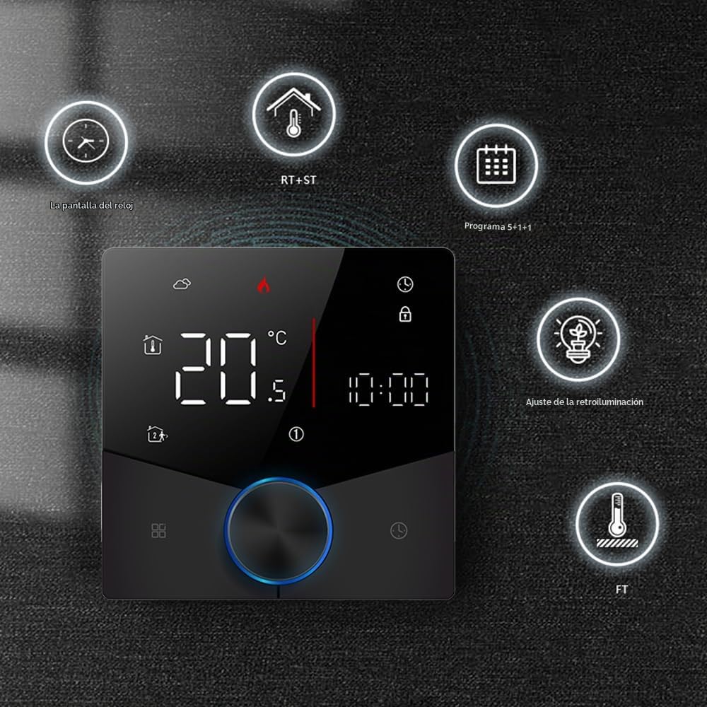 Wi-Fi Programable Termostato para Caldera Calefacción | Serie 009 con Pantalla Táctil Control Remoto desde Teléfono Móvil, Compatible con Alexa, Google Home e IFTTT
