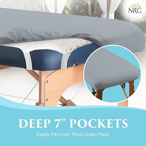 Miniatura 7 de NRG Ocean - Sábanas de franela de lujo para mesa de masaje de 100 % algodón cepillado - Sábanas de peso medio - 200 hilos - Elástico ajustable para