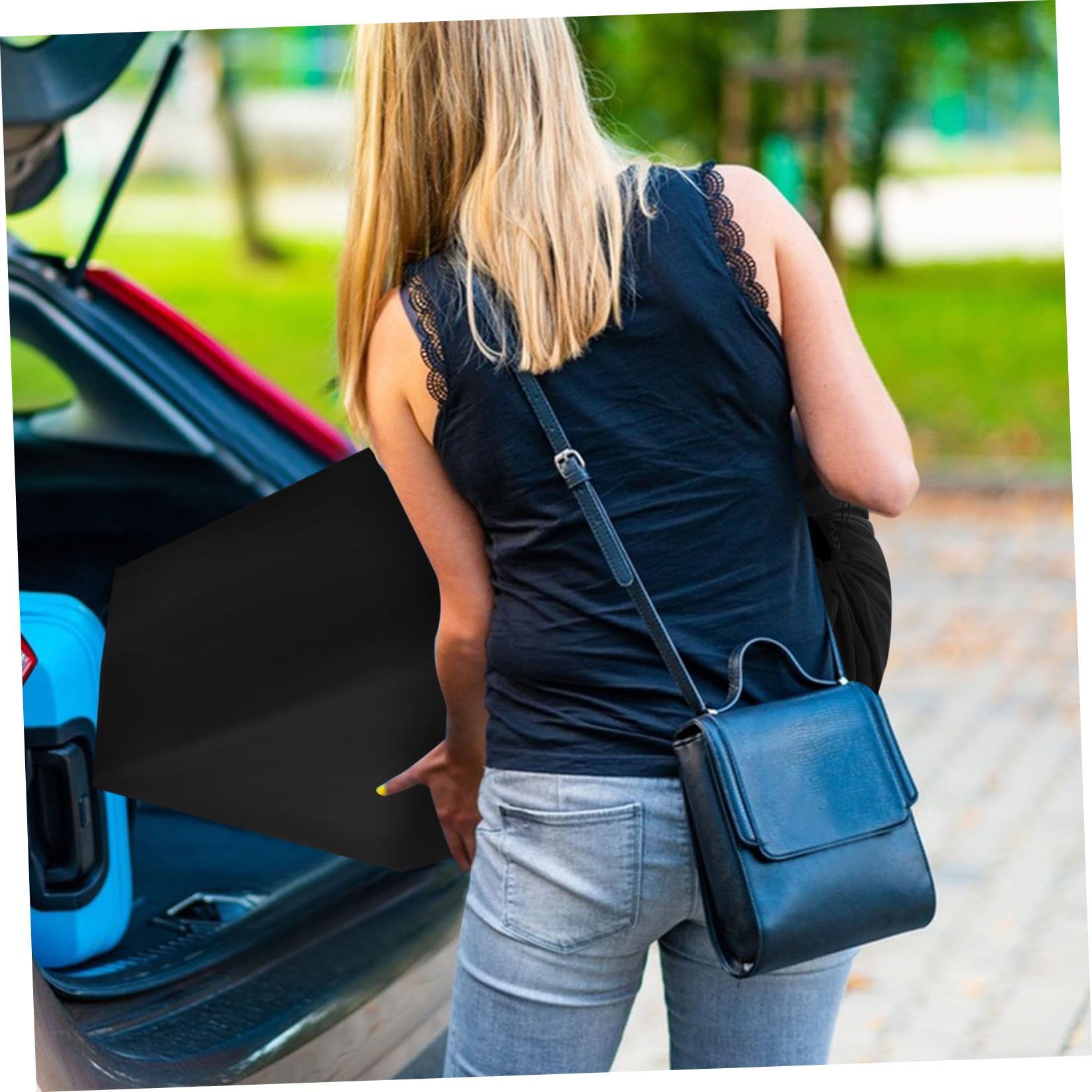 Borsa da Viaggio per Passeggino Nero in Nailon Due Spallacci e Chiusura a Cordoncino Bloccabile per Viaggi in Aereo e Trip Comodi