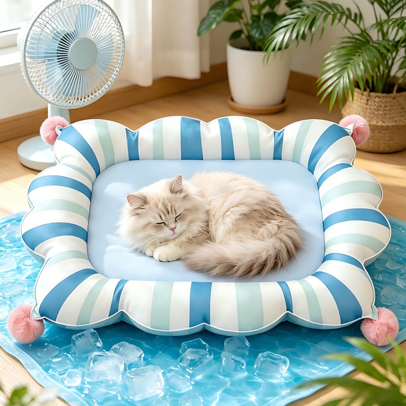 Generisch Katzen Kühlmatte 67x47x10cm Selbstkühlende Gel Matte Für Katzen Und Hunde – Druckaktivierte Kühlung – Kratzfeste Wasserfeste Sommer Matte Für Boden Sofa Innenbereich L