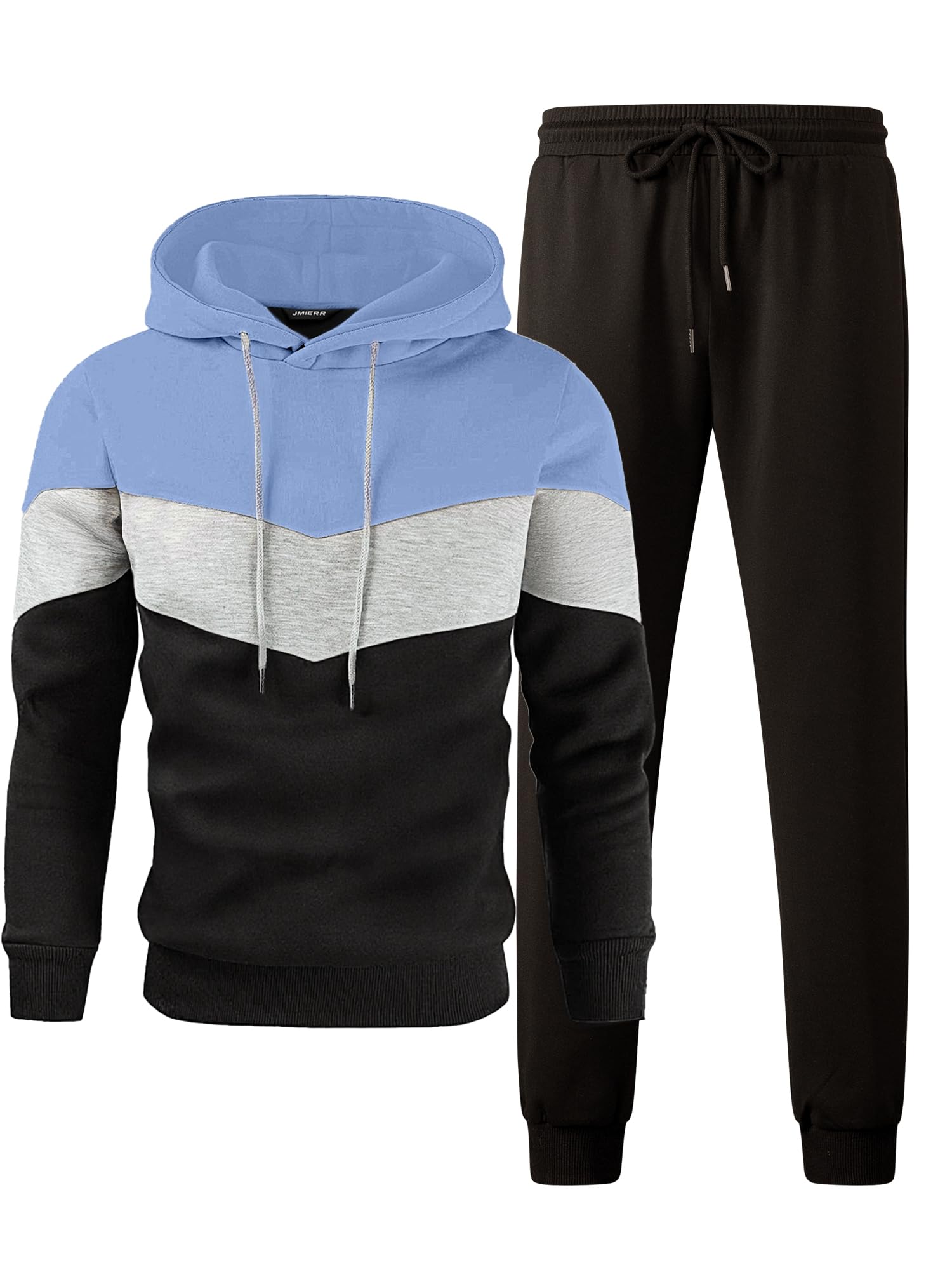 JMIERR Trainingsanzug Herren 2 Teiliges Jogging Anzug Set mit Taschen Farbblock Hoodies mit Hose Männer Baggy Sportanzug Basic Freizeitanzug