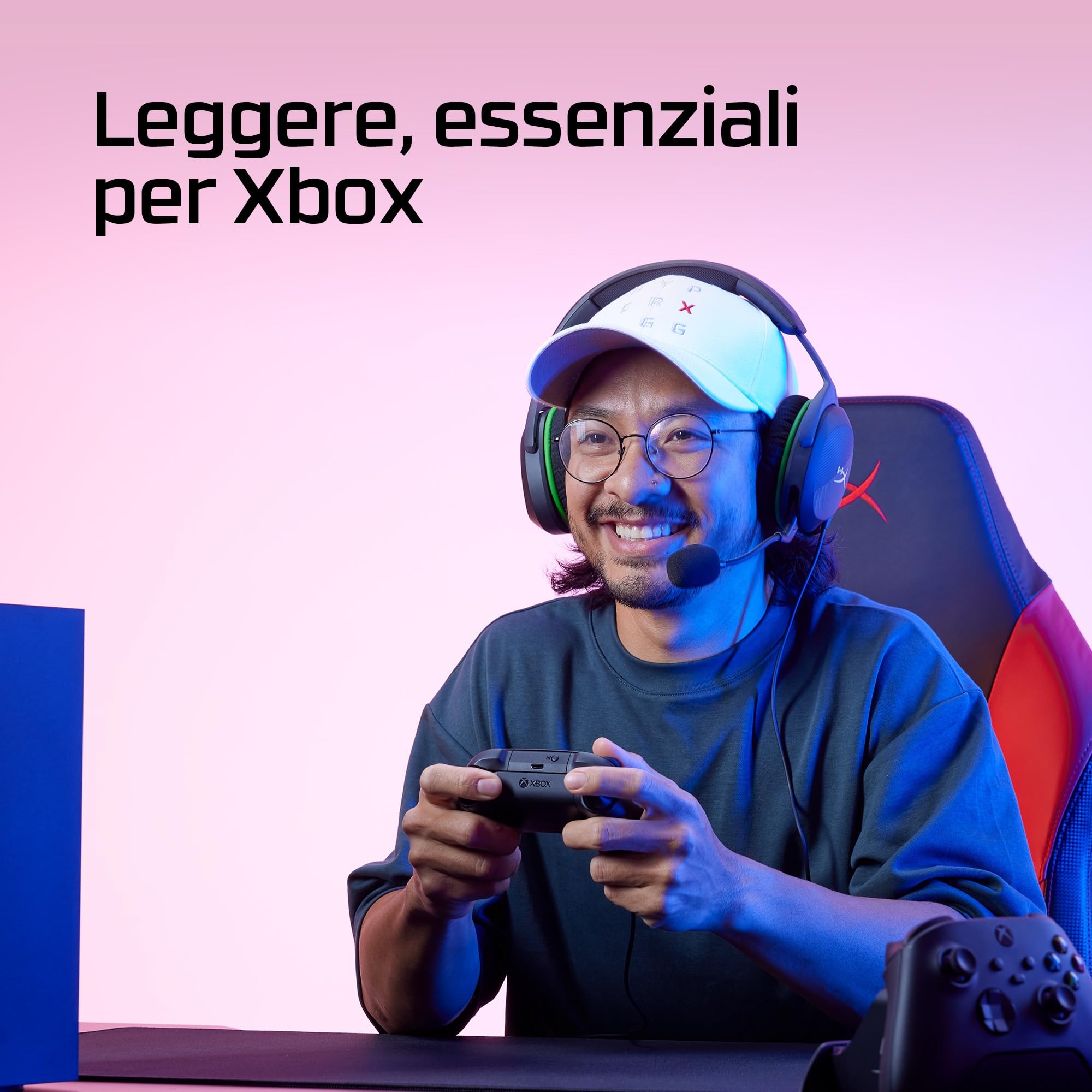 HyperX CloudX Stinger II Core, Cuffie da Gaming, Connessione Cablata a 3,5mm, Telaio in Plastica, Cuscinetti in Memory Foam Rivestiti in Tessuto, Comandi sul Padiglione, Adatto per Xbox, Bianco