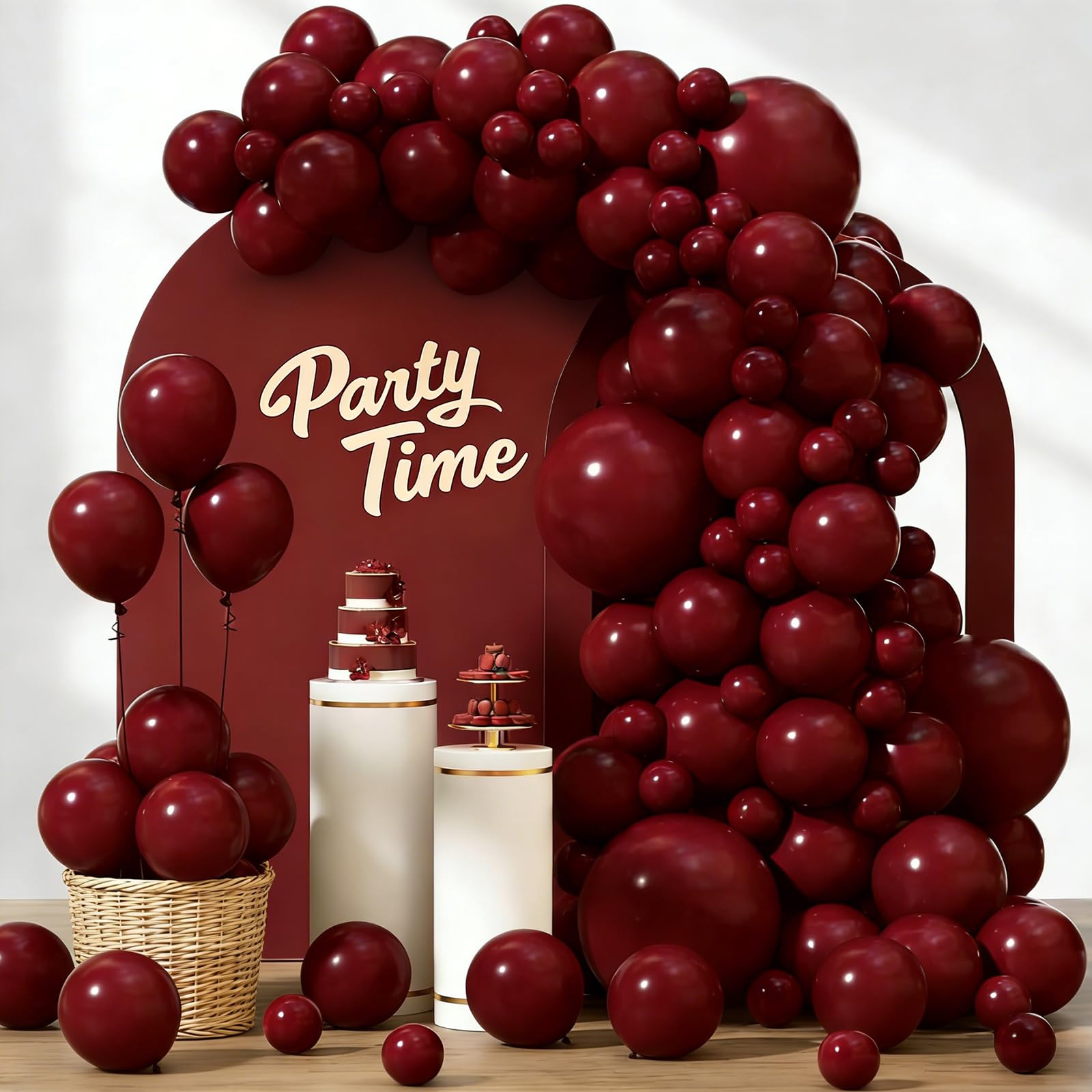 Burgundy Balloons, 102pcs Wine Red Balloon Arch Kit, Latex Balloons, 18 12 10 5 Inch Different Sizes Balloon Garland, Perfect for Wedding, Birthday, Autumn Party, Anniversary & Hen Party Decorations
