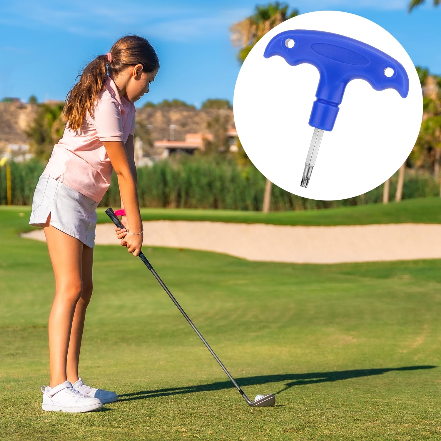 Llave de Golf, Herramienta de Golf Ajustable, Llave de Golf con Mango de plástico, Herramienta de Golf de Acero Inoxidable, Llave de Golf para Palos de Golf, Eje del Driver