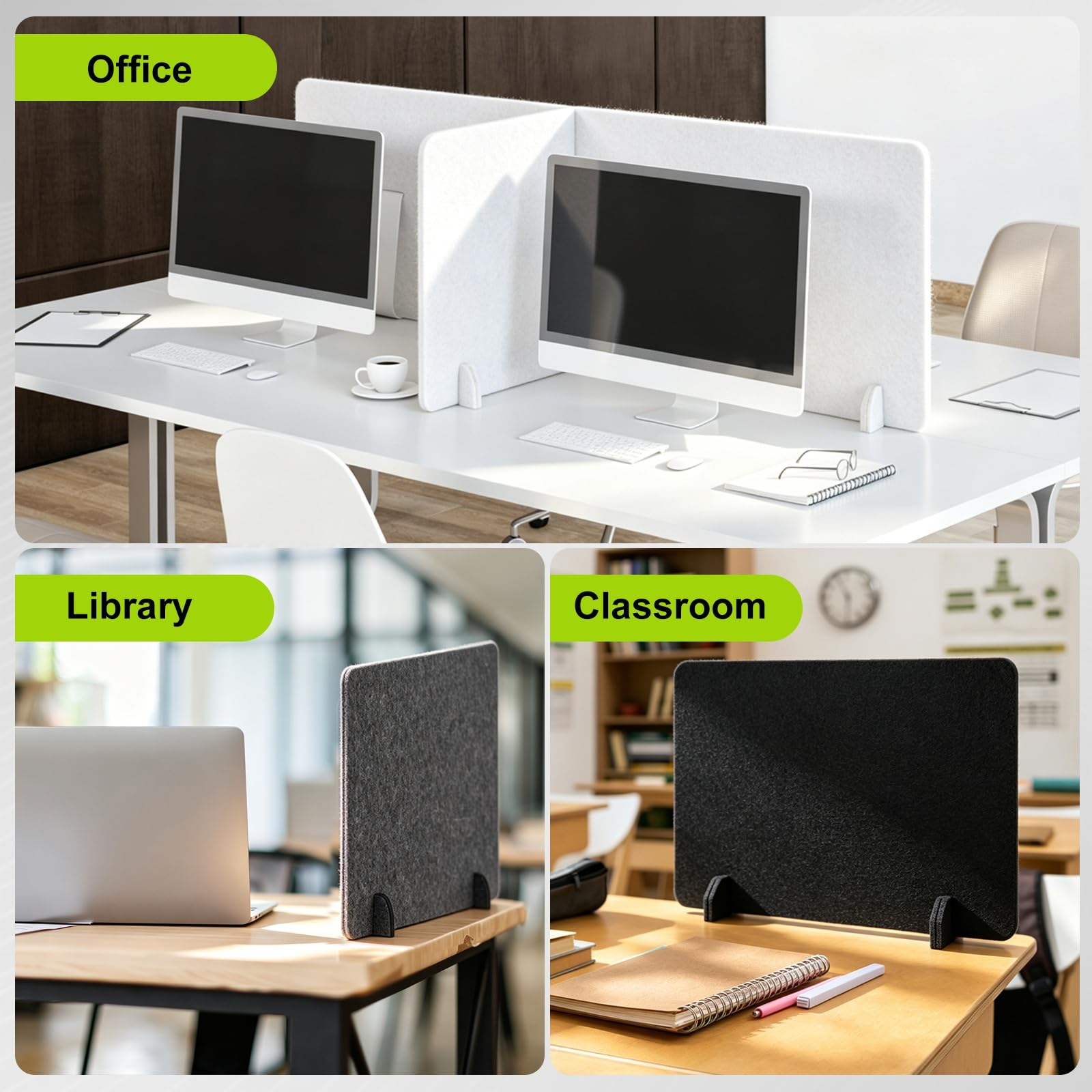 PATIKIL Cloison de Bureau Acoustique Lot de 2 60 x 40 cm Gris Clair