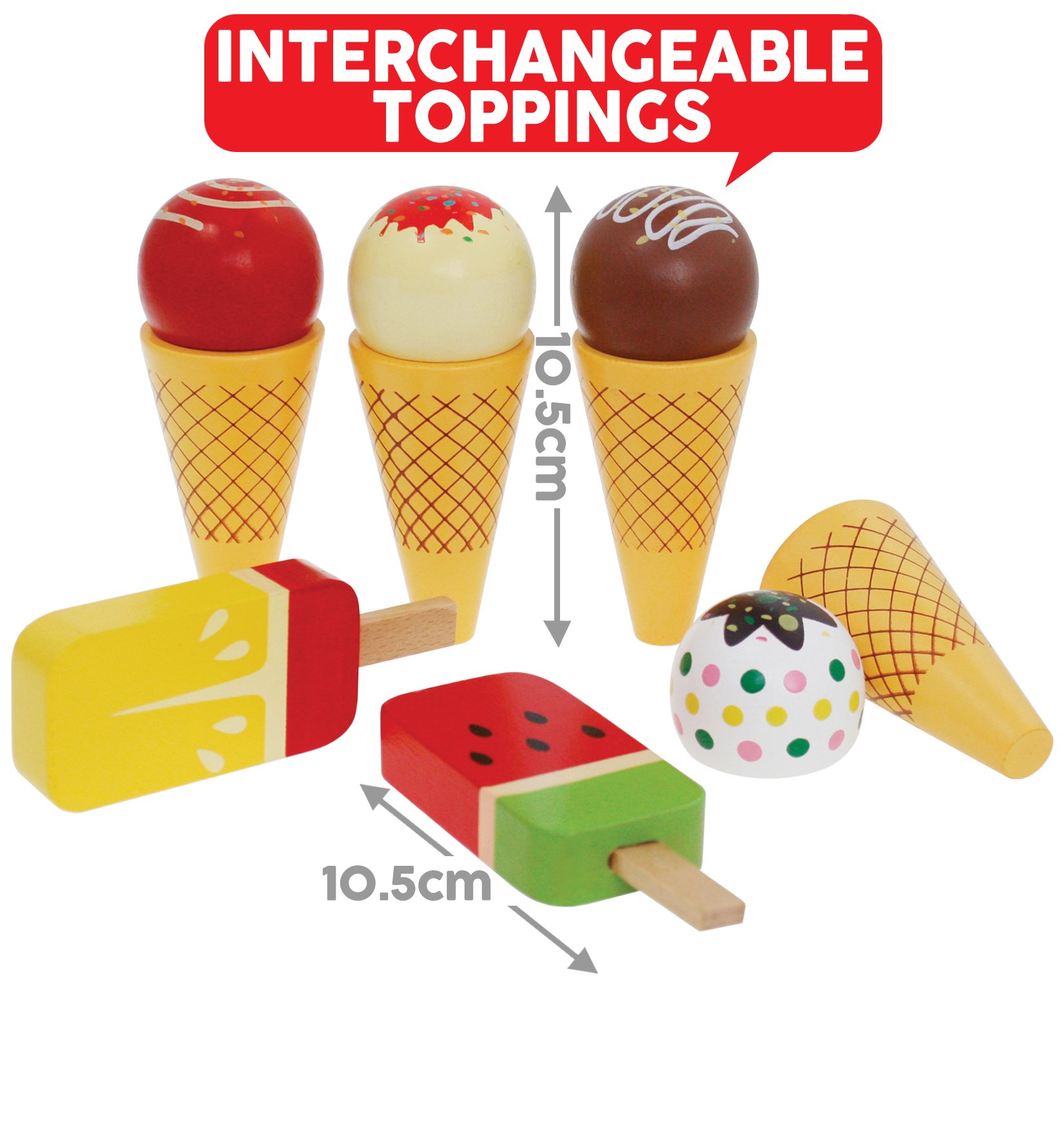Wooden Ice Cream Set Ice Cream Cones and Ice Lollies Pretend Play Food Toys,