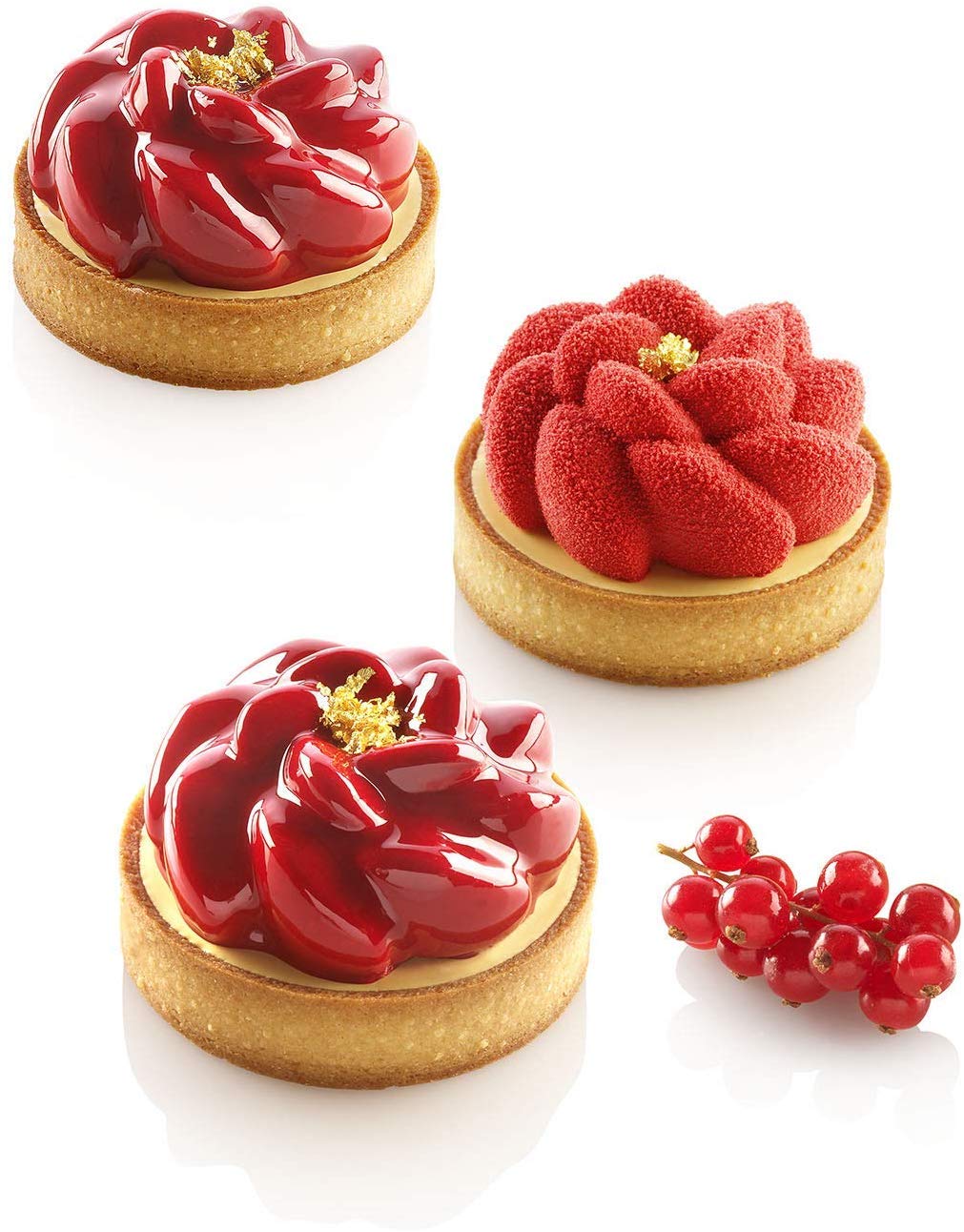 Silikomart Moule en silicone pour gâteaux – Kit Tarte Ring Fleur Ø 80 – Accessoires professionnels pour cuisine et pâtisserie – emporte-pièces pour gâteaux four