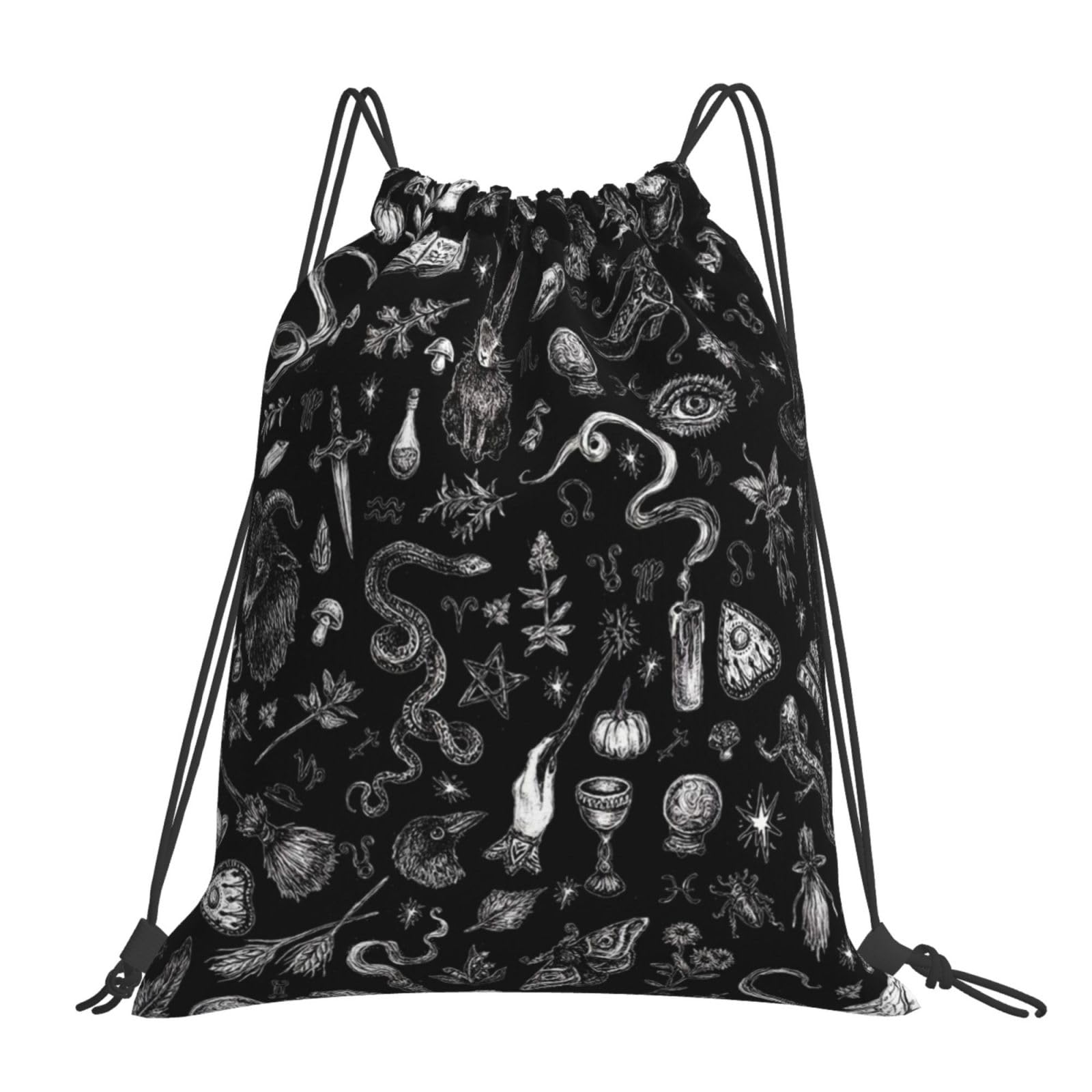 Richugui Drawstring Bag Retro Cool Black Drawstring Backpack Sports Gym Sack Sackpack String Bag Cinch Bag For Sport Yoga Travel Shopping Womens Mens