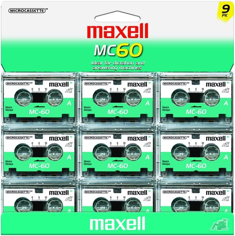 Maxell Microcassettes (9 Pack), Blank Media, 60 Minutes, Microcassette Format